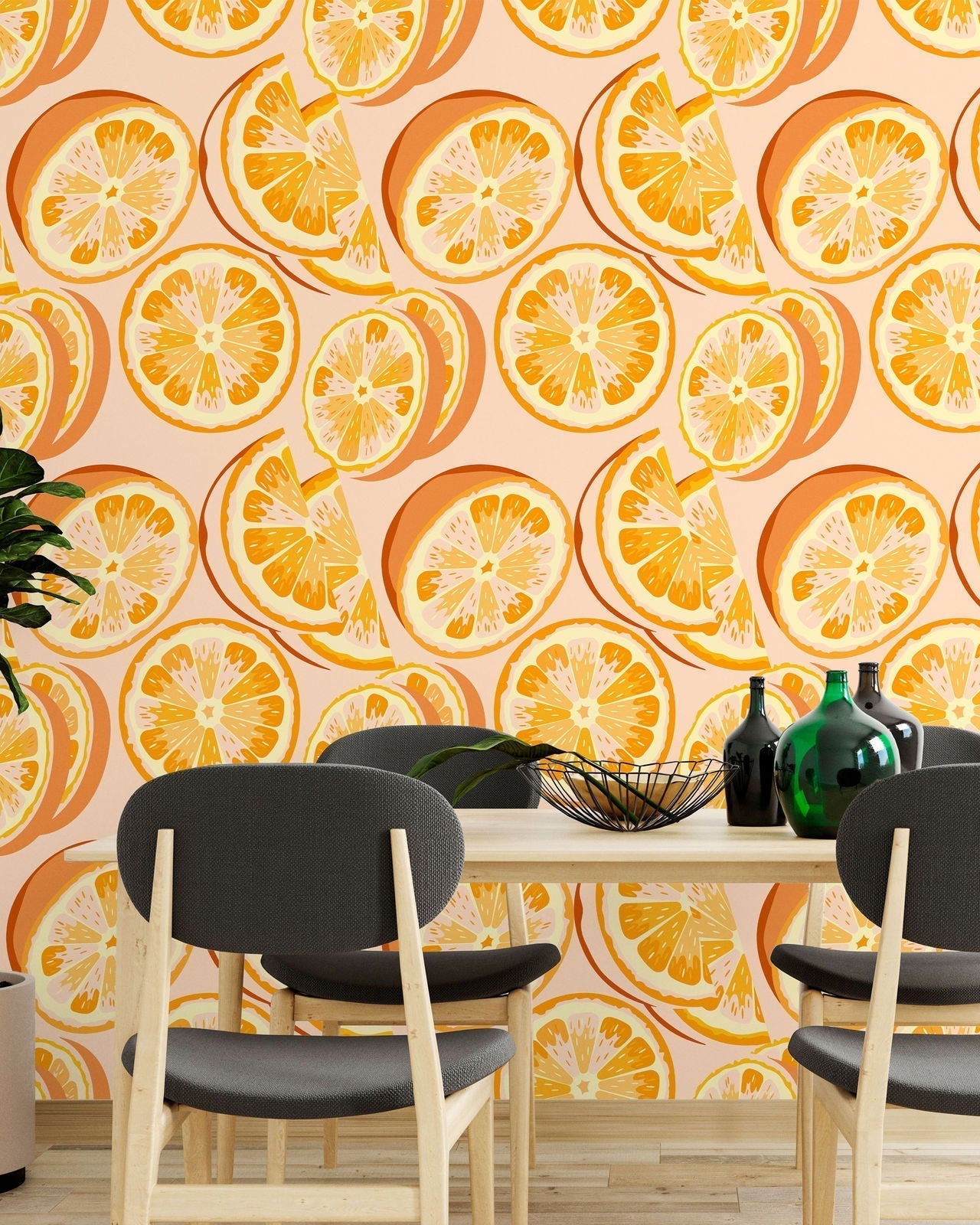 Orange Zest Peel and Stick Wallpaper, Removable Wallpaper, Traditional Wallpaper | DeccoPrint
