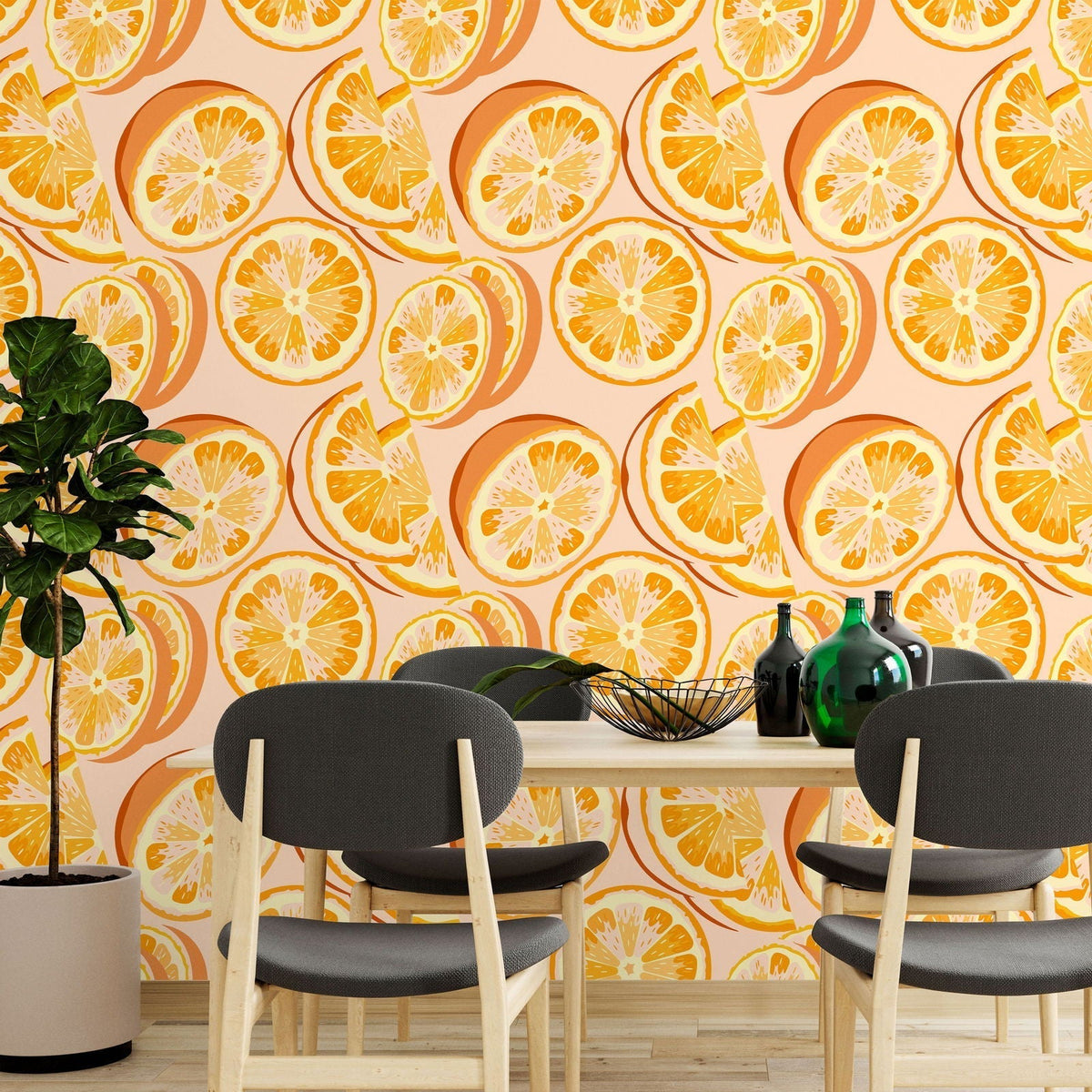 Orange Zest Wallpaper – Fresh & Vibrant Citrus Design | Deccoprint