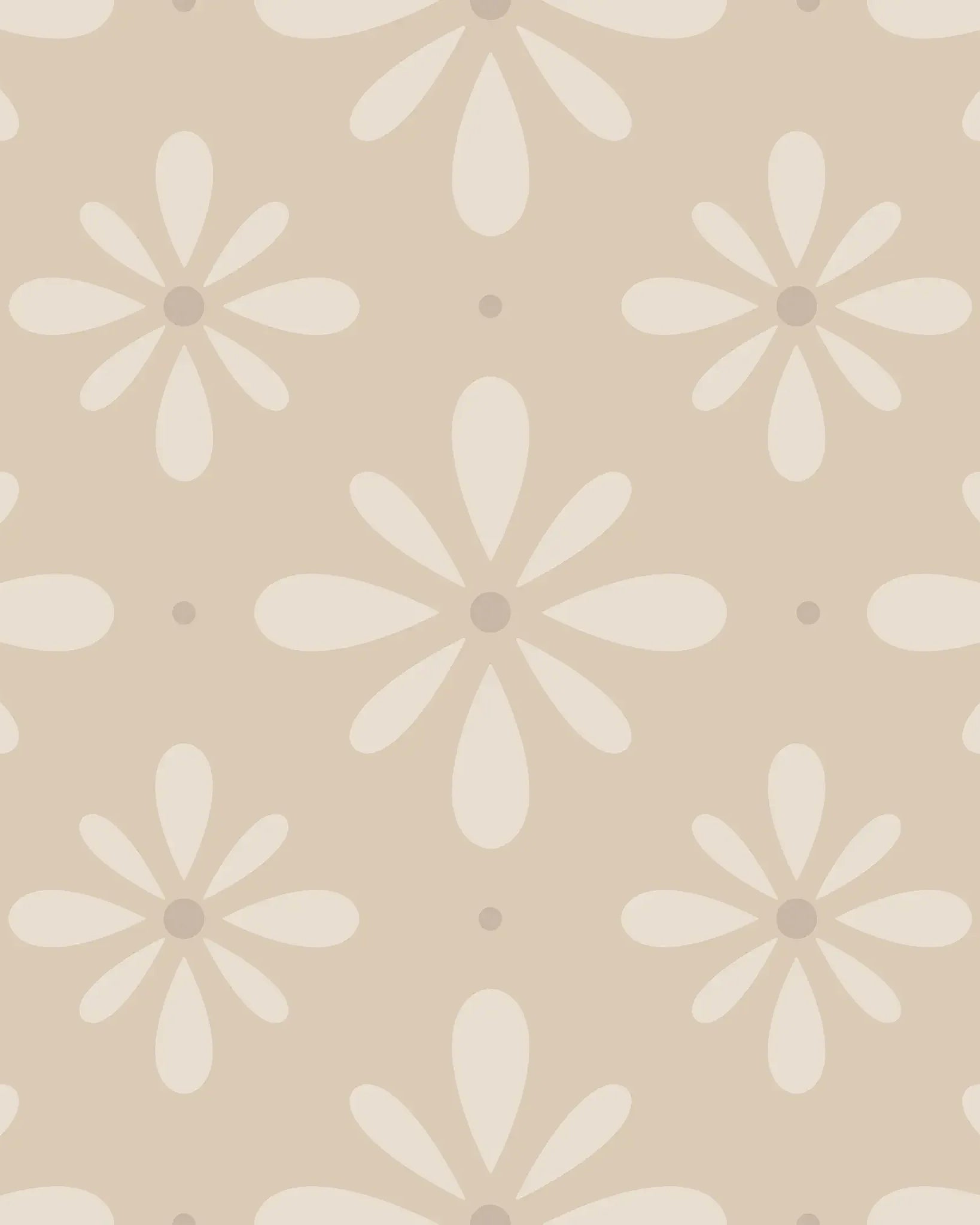 Pattern of white flowers on a beige background