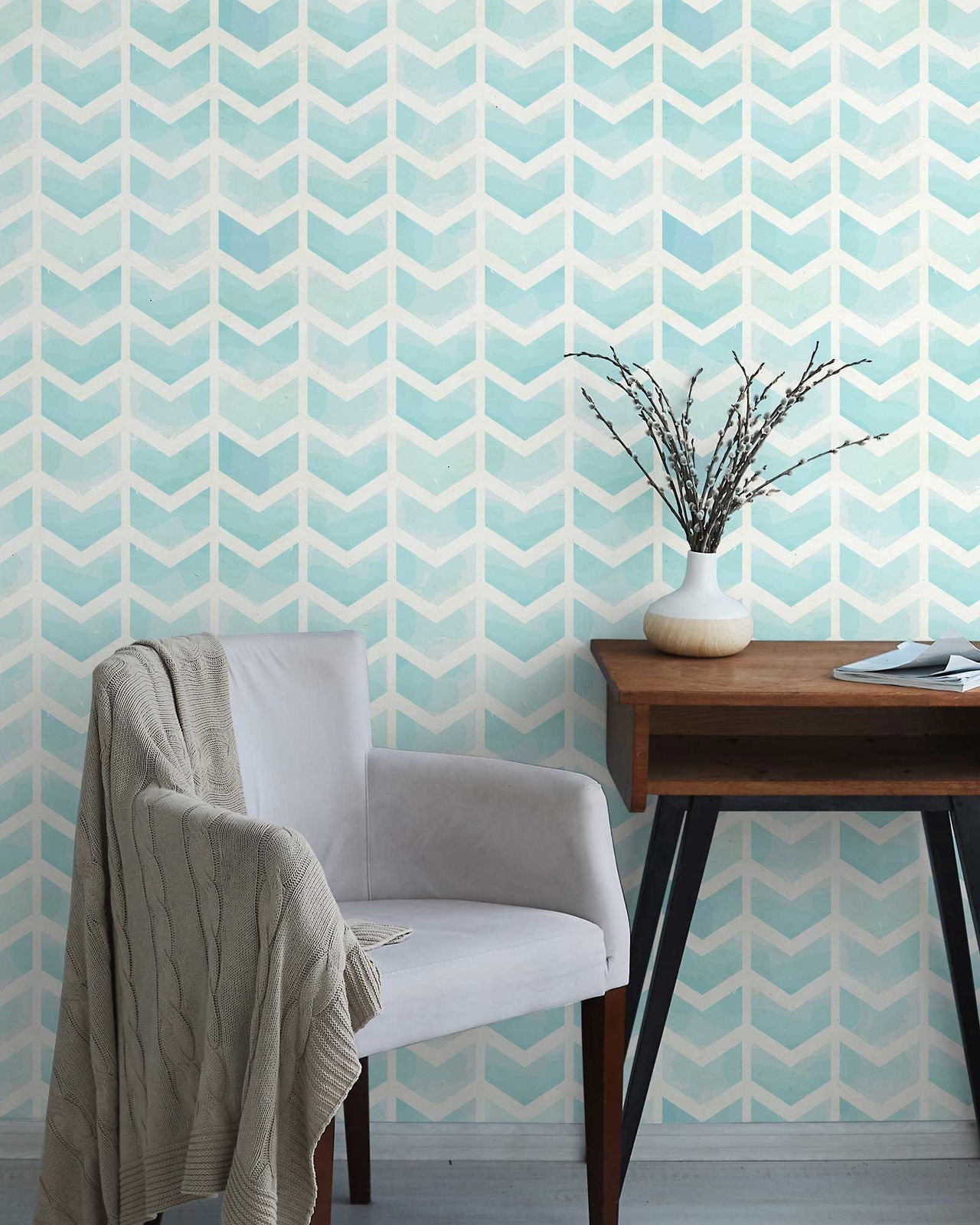 Pastel Chevron Peel and Stick Wallpaper, Removable Wallpaper, Traditional Wallpaper | DeccoPrint