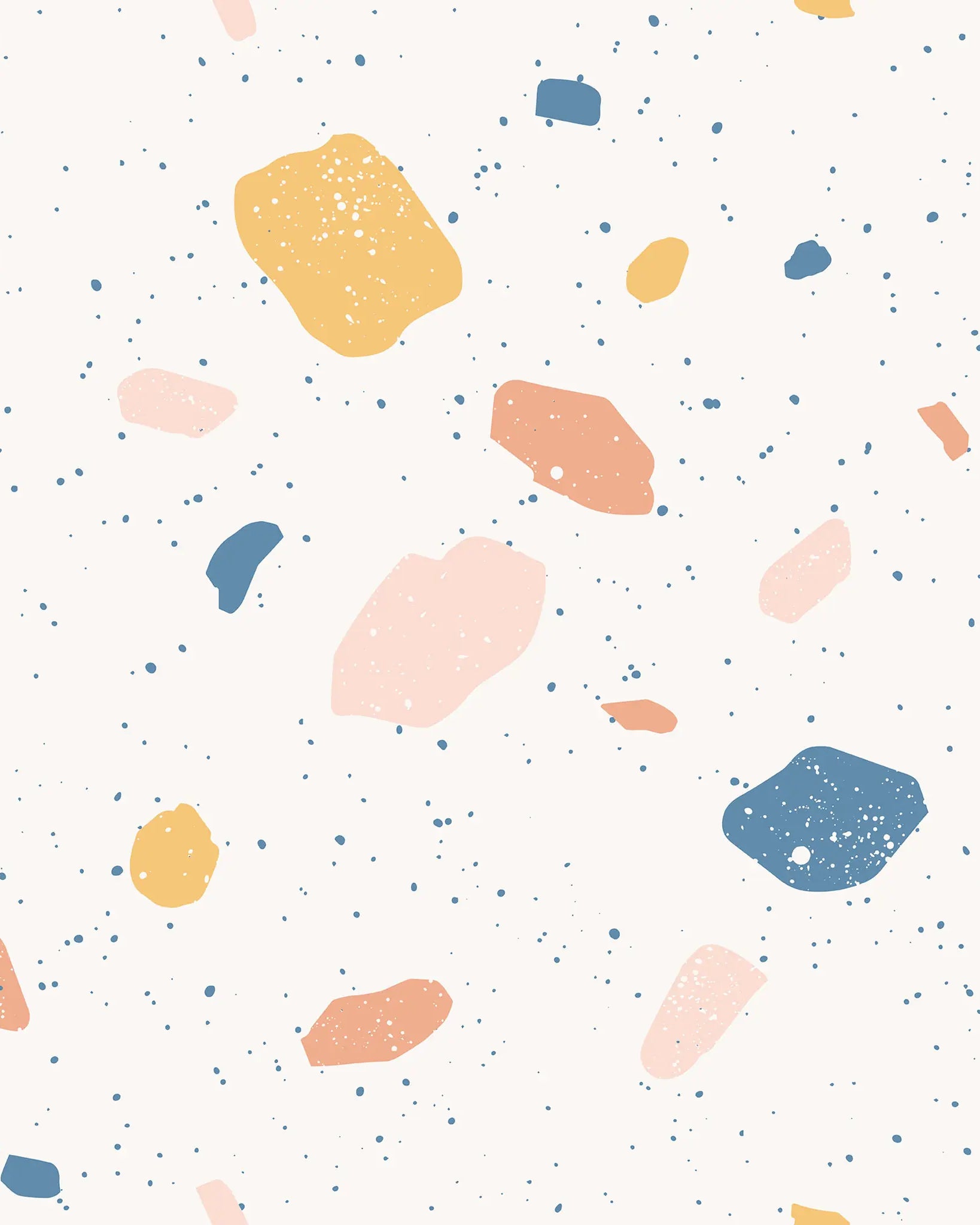 Pattern of colorful abstract shapes on a white background