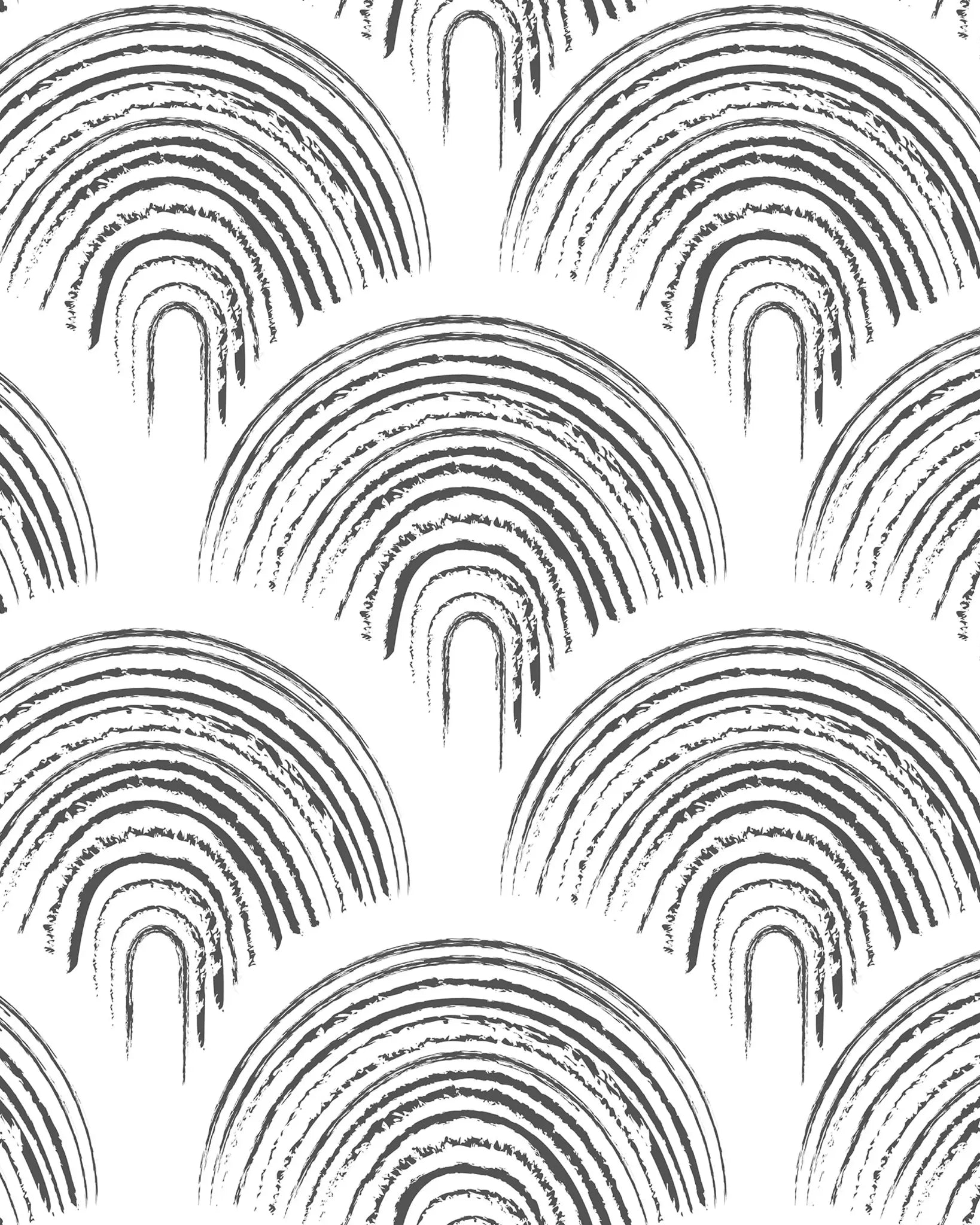 Black and white pattern of curved lines on a white background