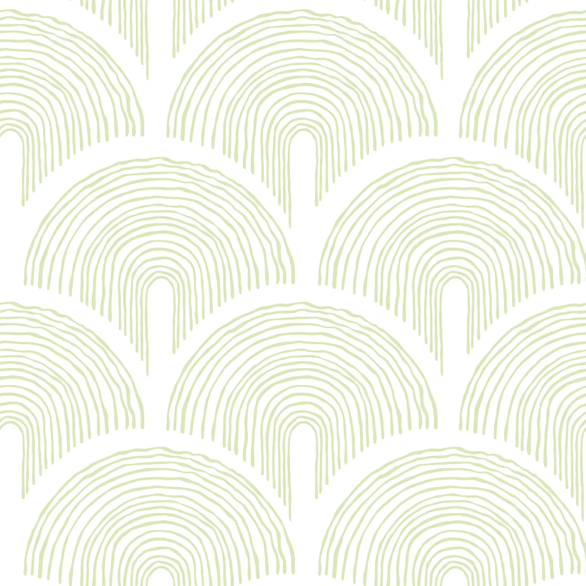 Pattern of green arches on a white background