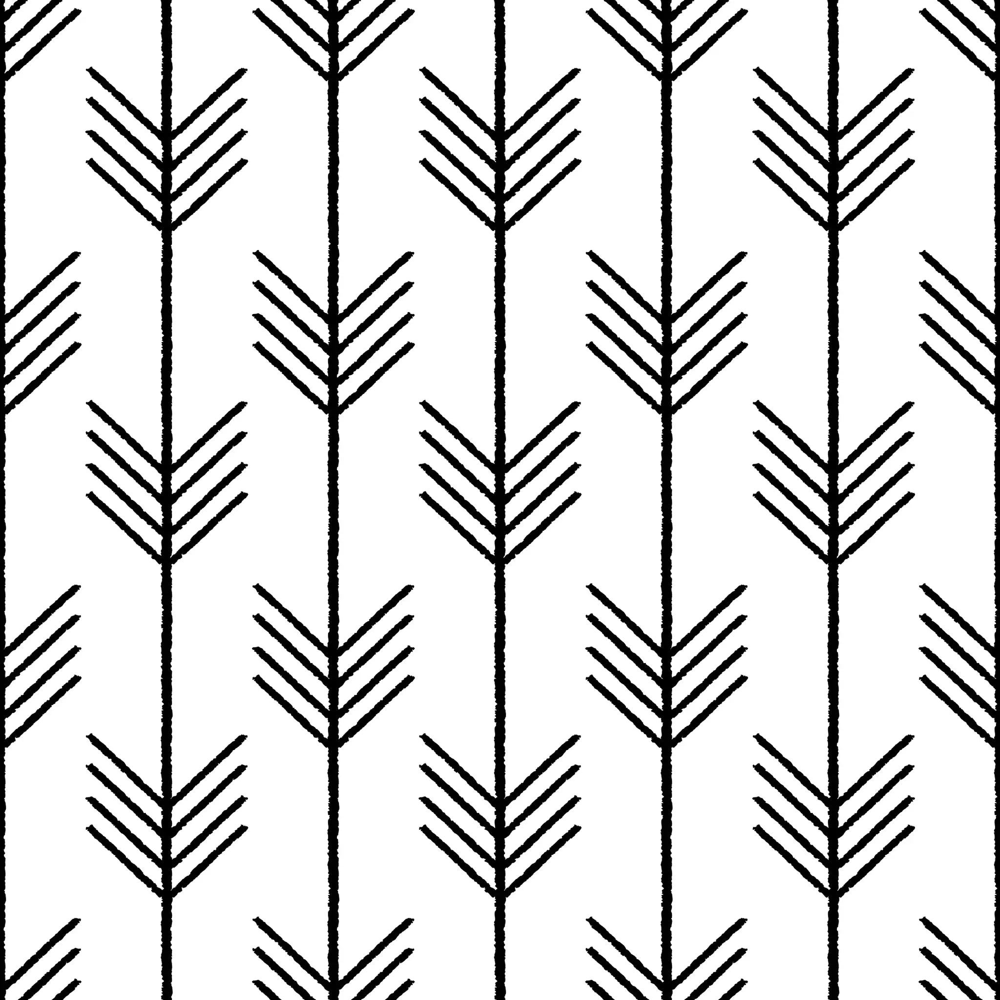 Black and white geometric pattern with arrows on a white background
