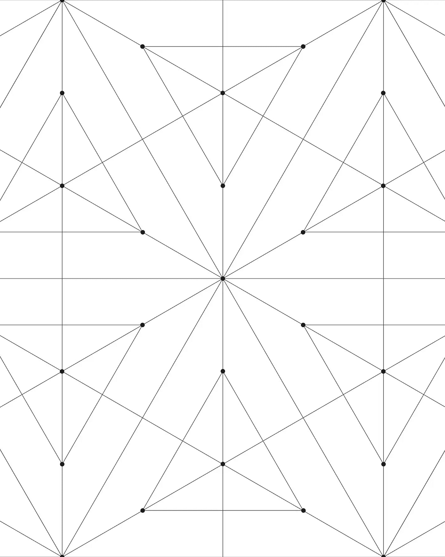 Geometric pattern with black lines and trangles on a white background