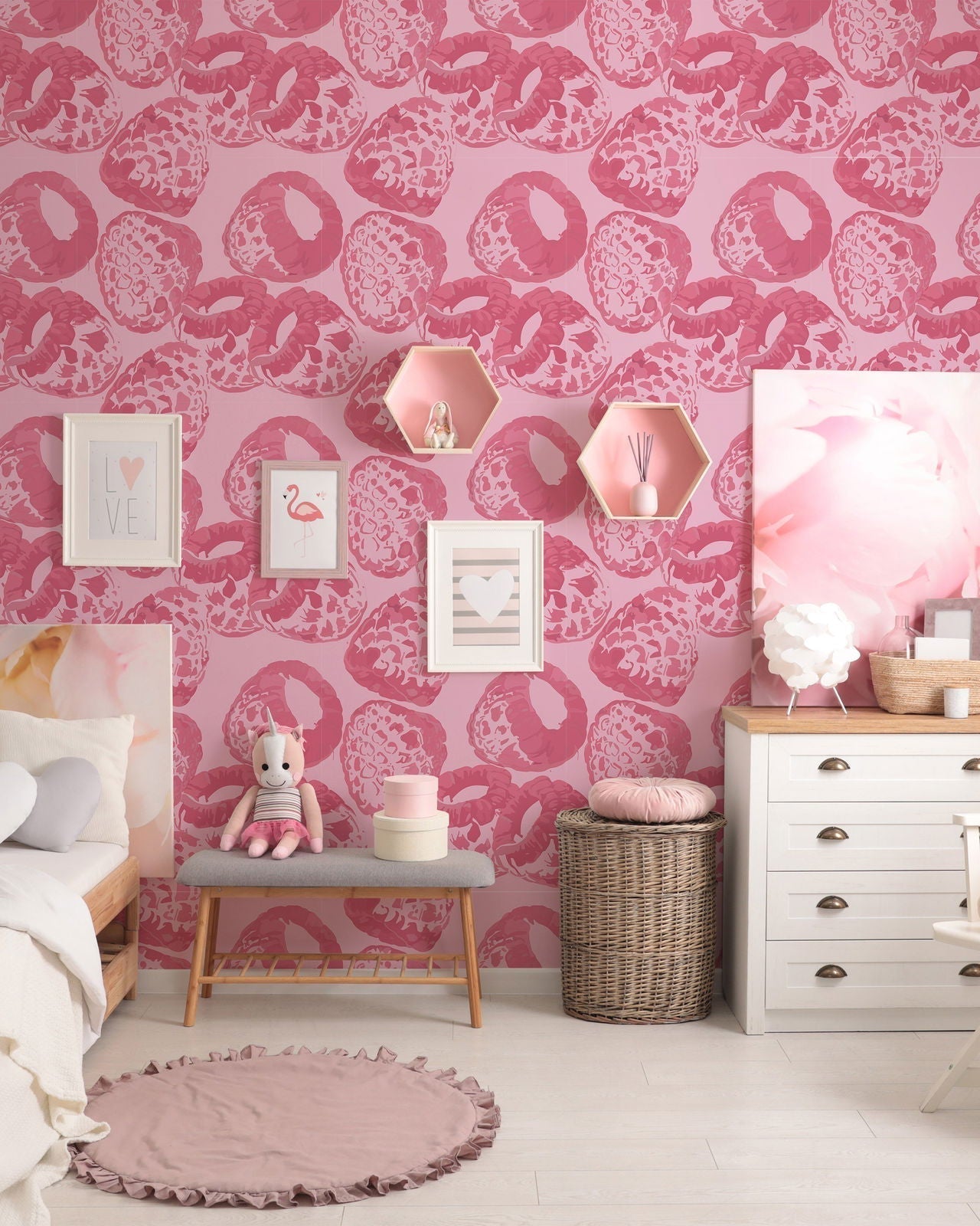 Raspberry Desert Peel and Stick Wallpaper, Removable Wallpaper, Traditional Wallpaper | DeccoPrint
