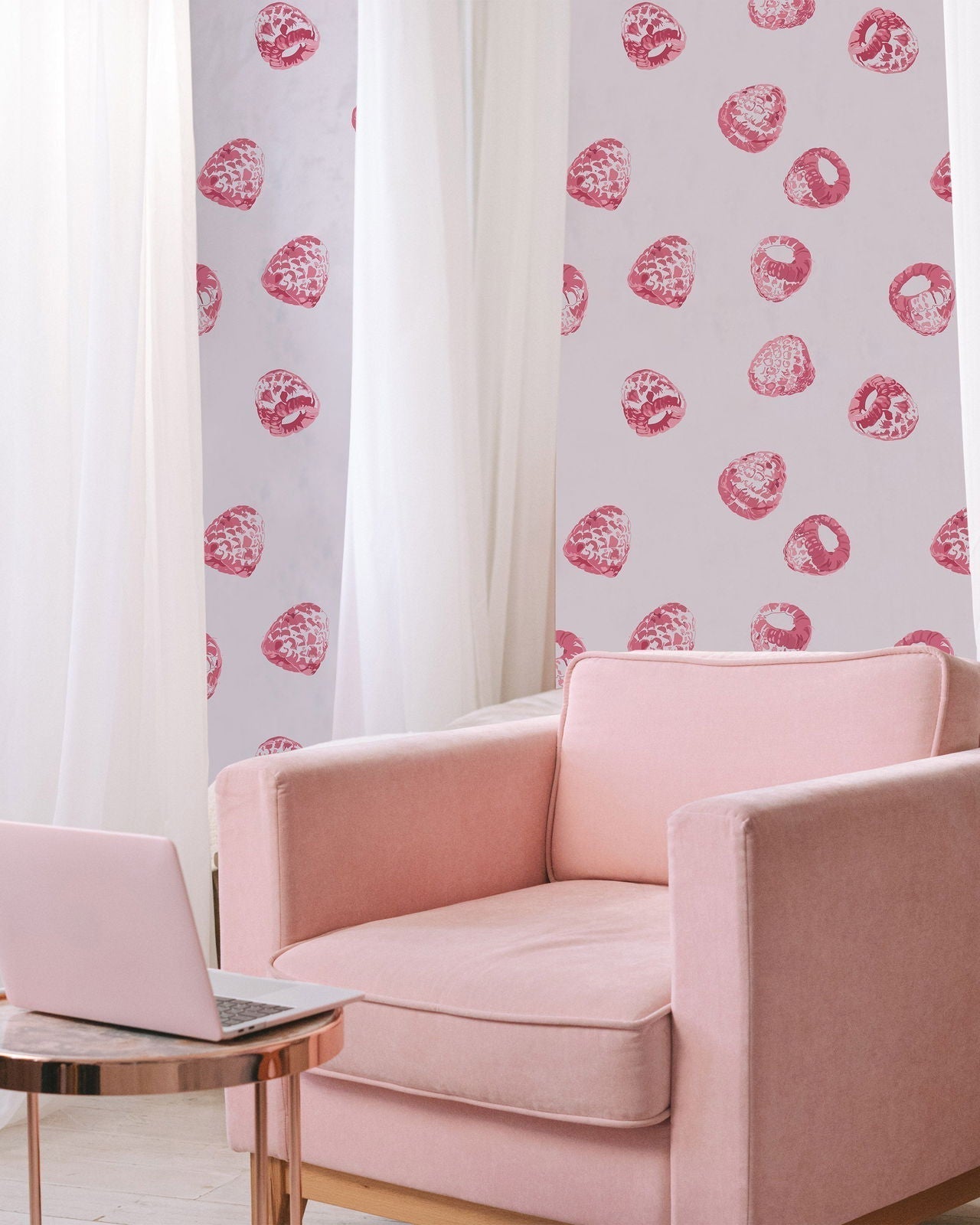 Raspberry Rain Peel and Stick Wallpaper, Removable Wallpaper, Traditional Wallpaper | DeccoPrint