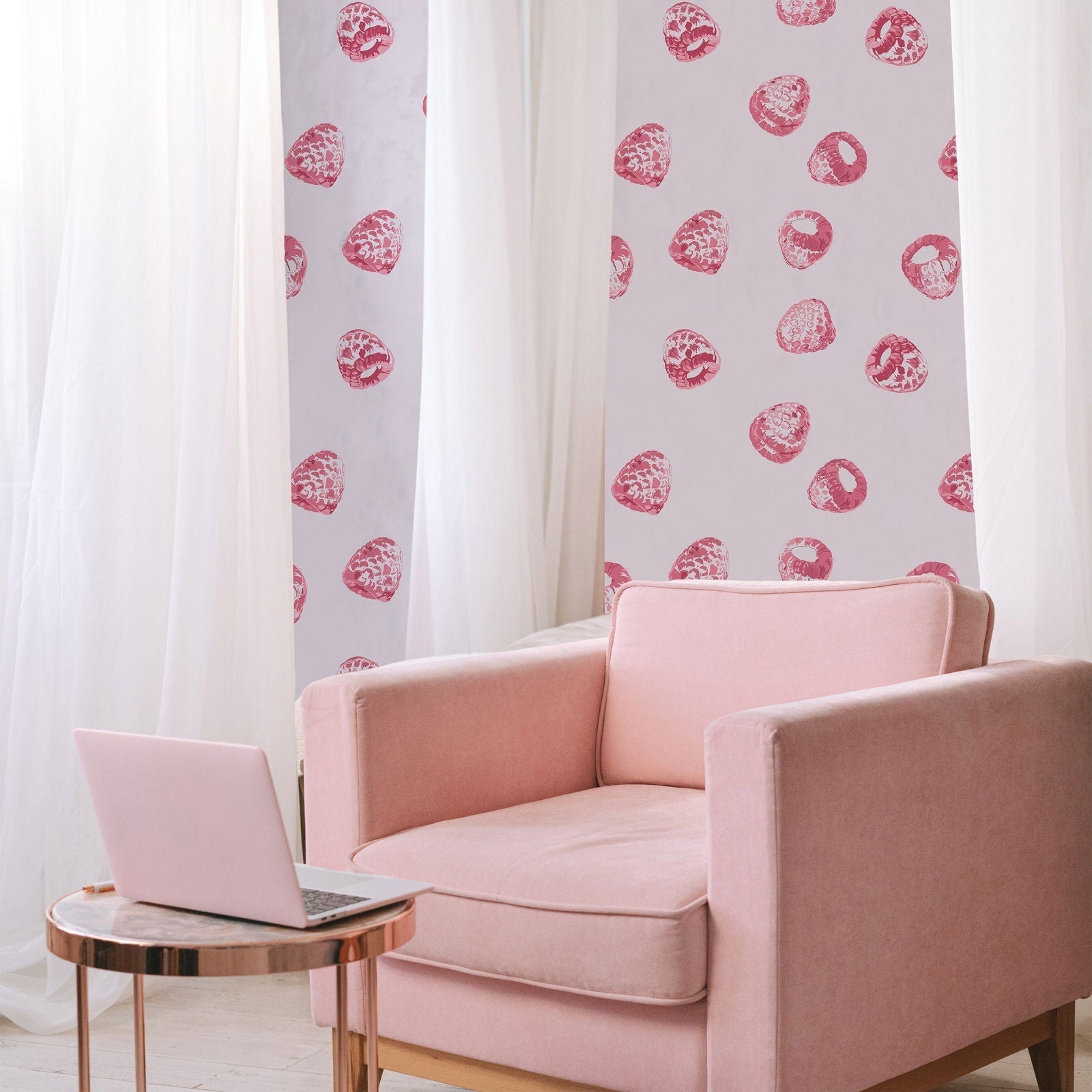 Raspberry Rain Peel and Stick Wallpaper, Removable Wallpaper, Traditional Wallpaper | DeccoPrint