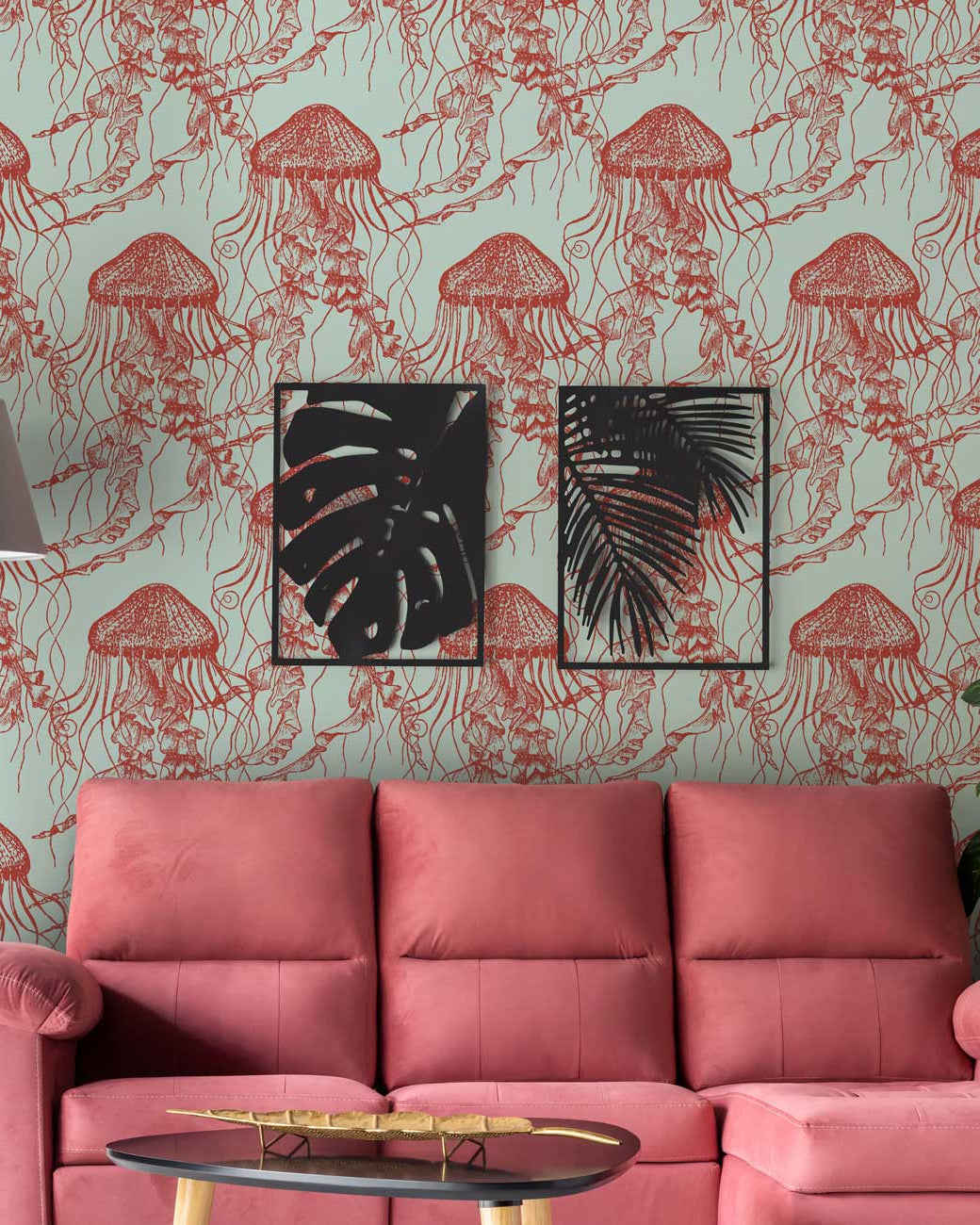 Red Jellyfish Peel and Stick Wallpaper, Removable Wallpaper, Traditional Wallpaper | DeccoPrint