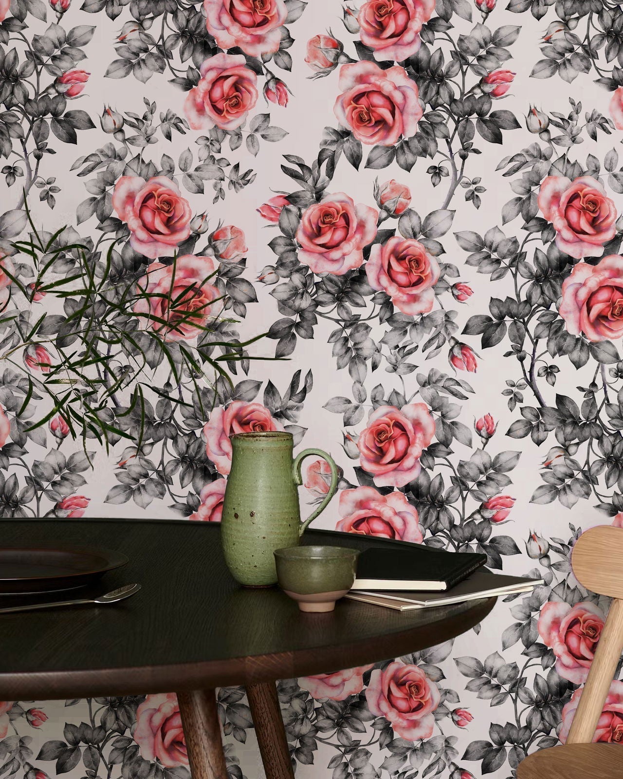 Rose in Pastel Peel and Stick Wallpaper, Removable Wallpaper, Traditional Wallpaper | DeccoPrint