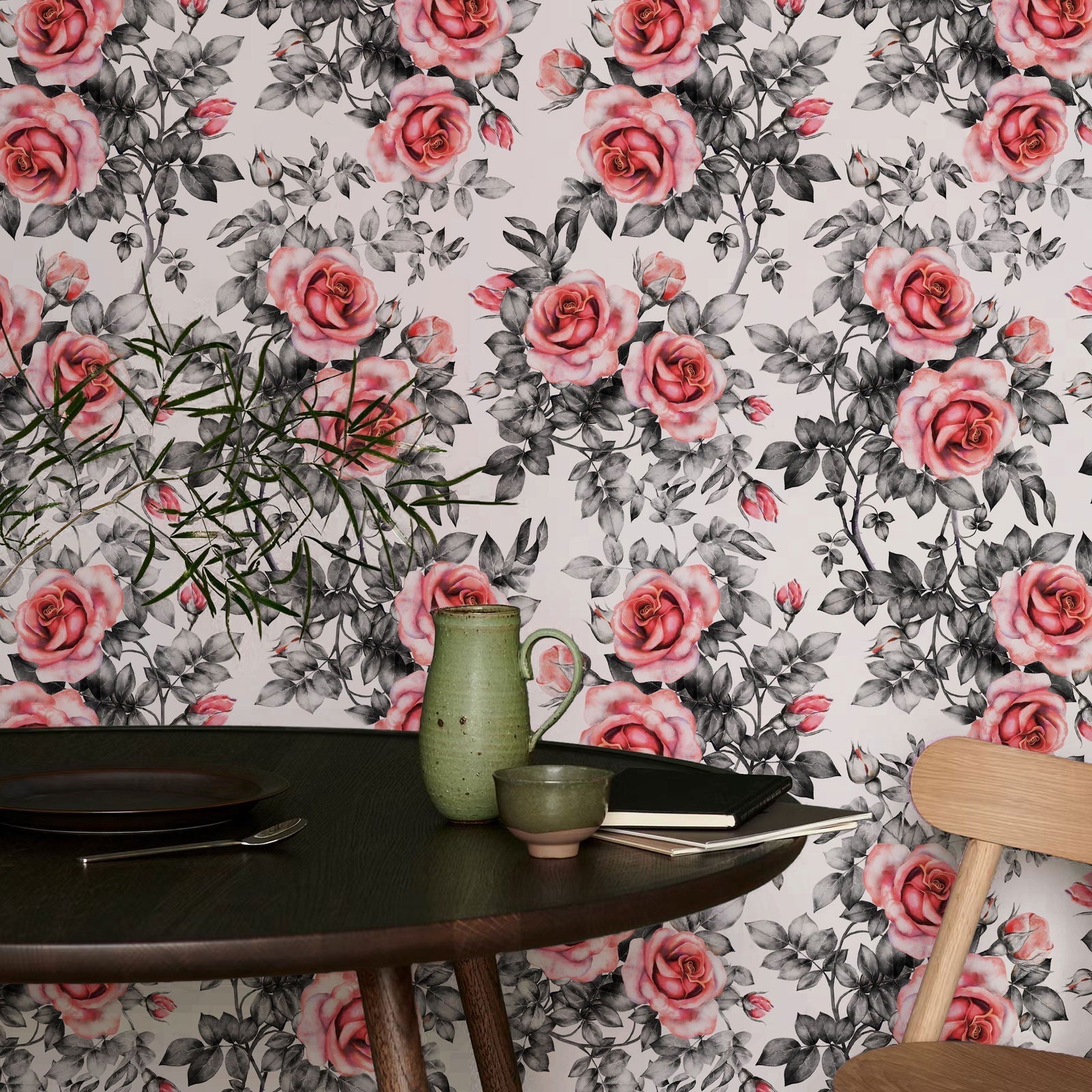 Rose in Pastel Peel and Stick Wallpaper, Removable Wallpaper, Traditional Wallpaper | DeccoPrint