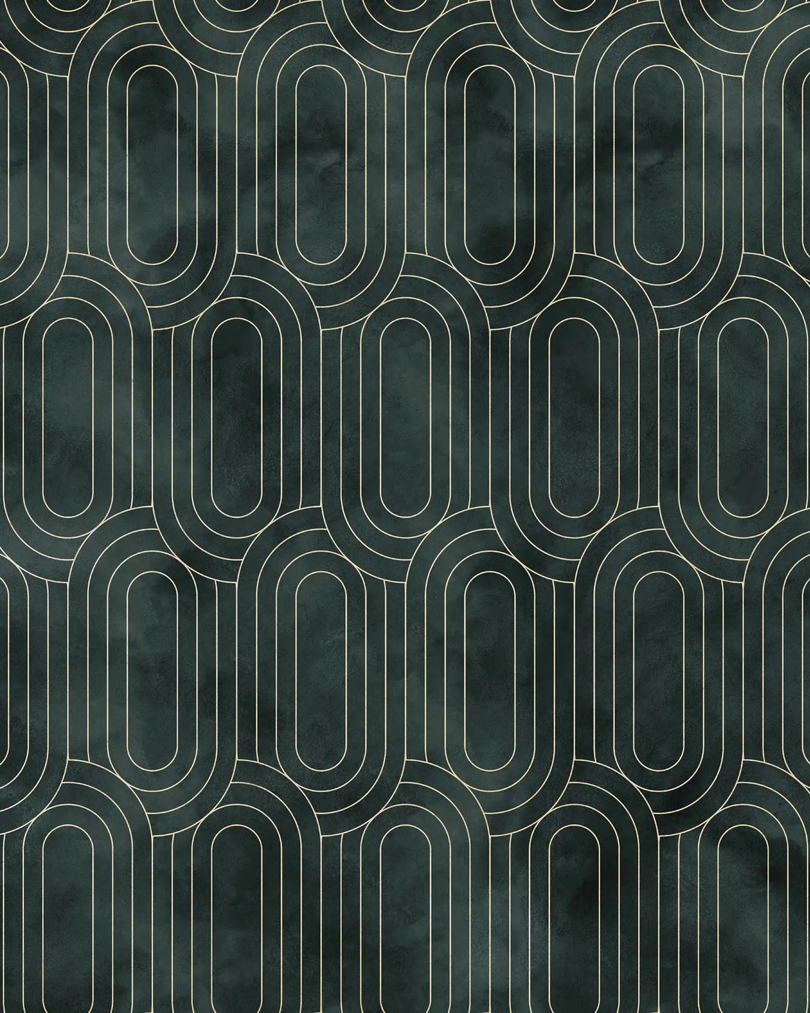 Geometric pattern with curved lines on a dark green background