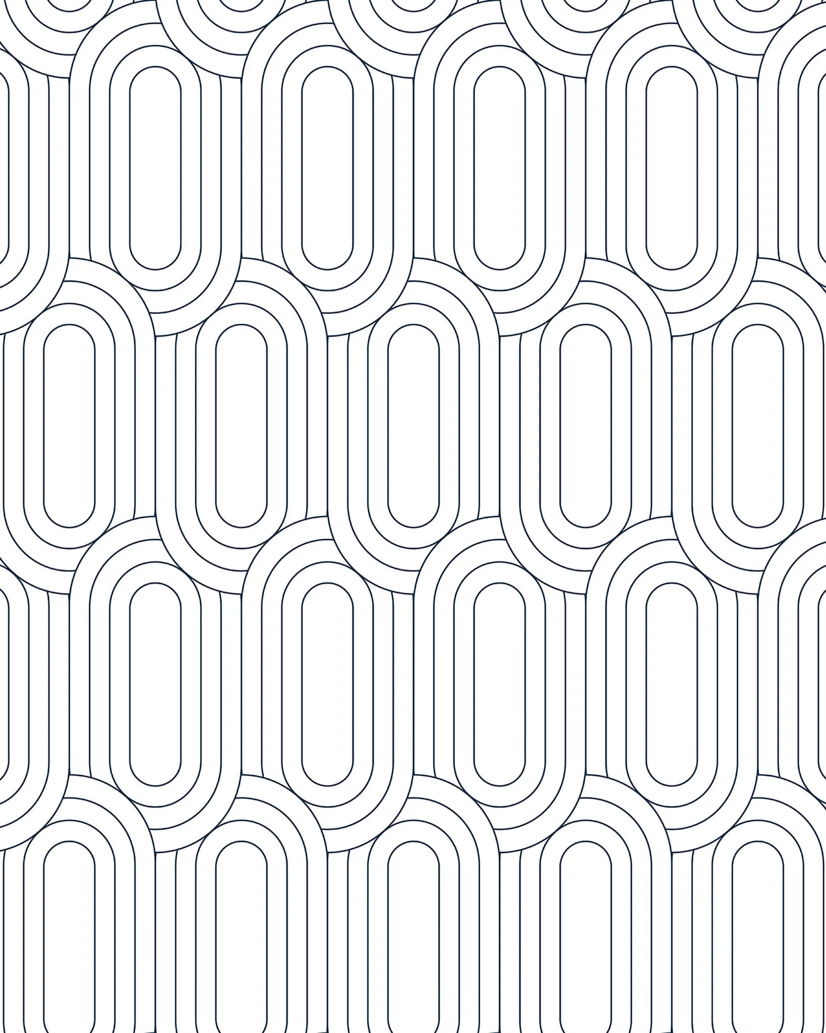 navy curved geometric pattern on a white background