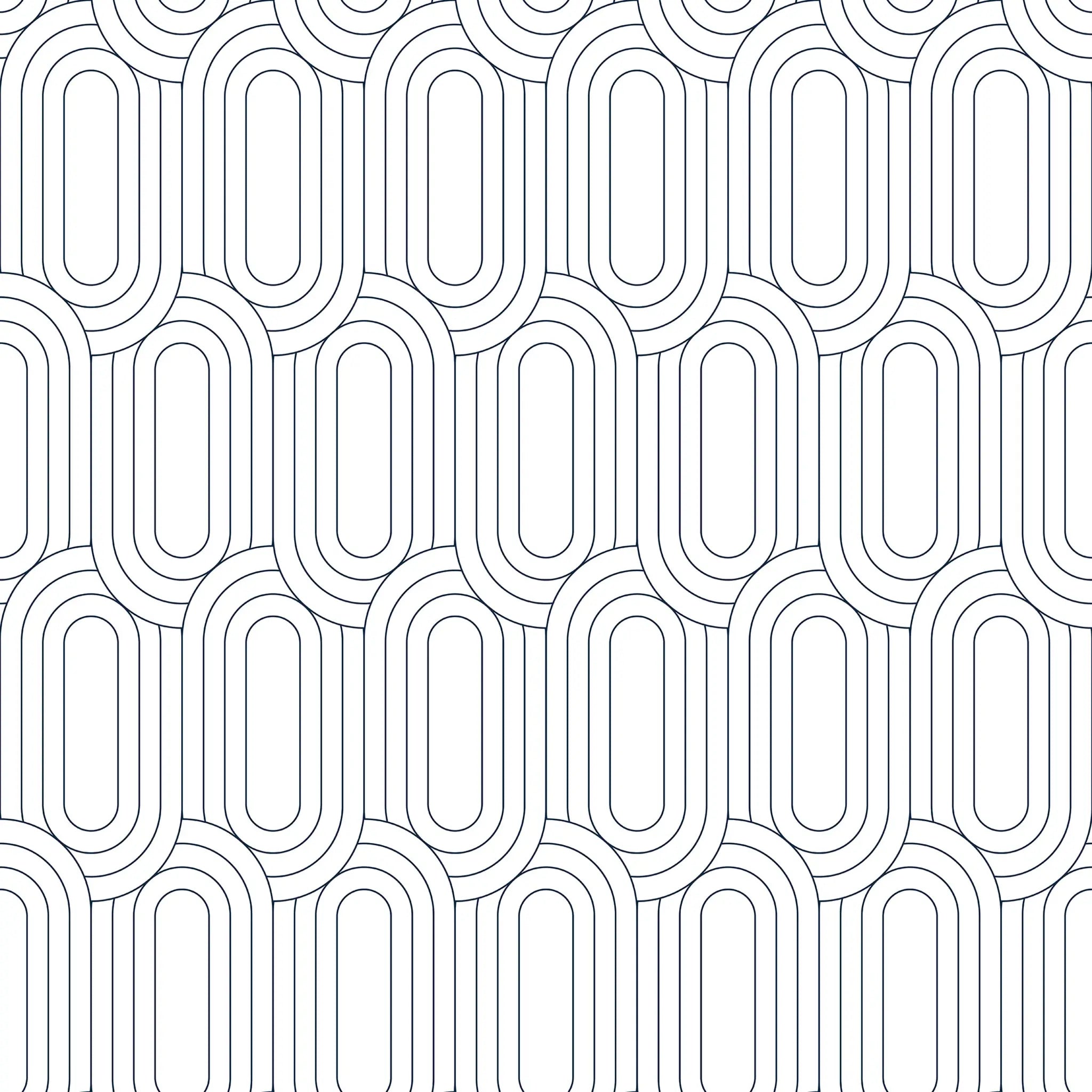 navy curved geometric pattern on a white background