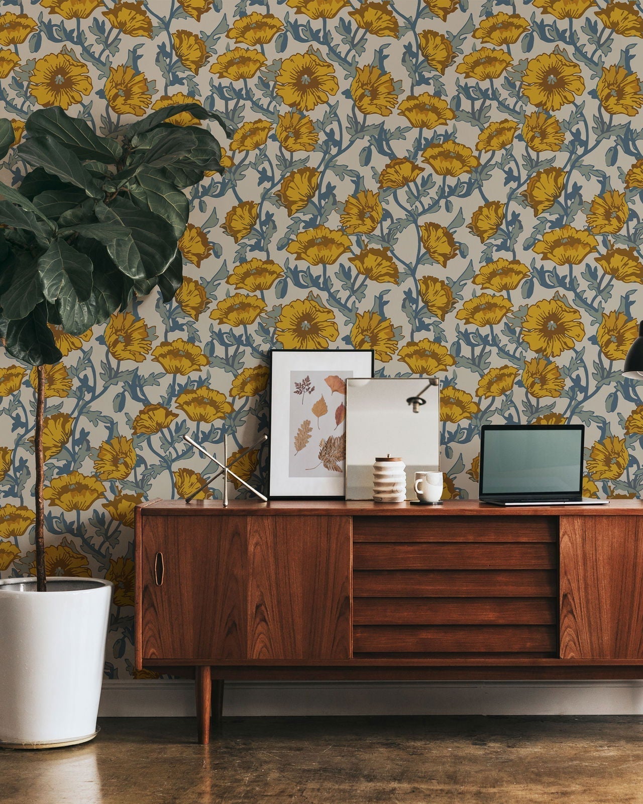Rustic Blooming Peel and Stick Wallpaper, Removable Wallpaper, Traditional Wallpaper | DeccoPrint