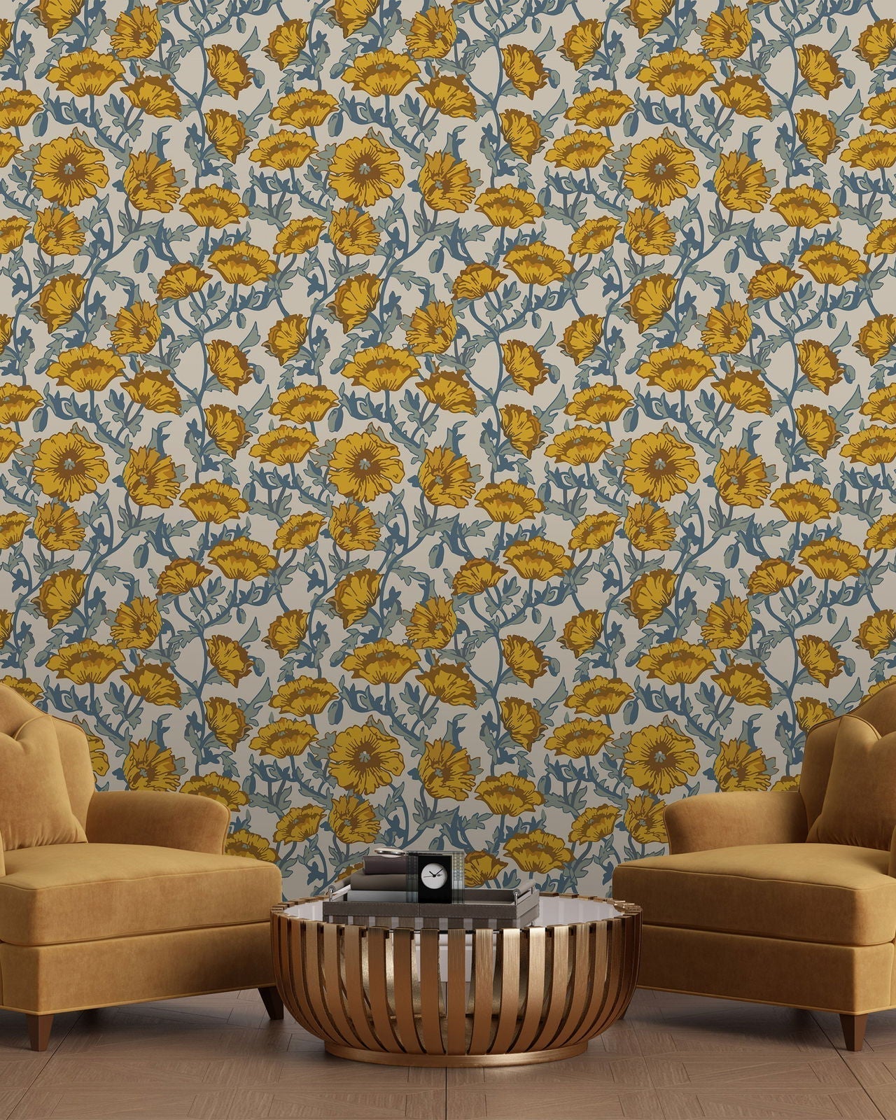 Rustic Blooming Peel and Stick Wallpaper, Removable Wallpaper, Traditional Wallpaper | DeccoPrint