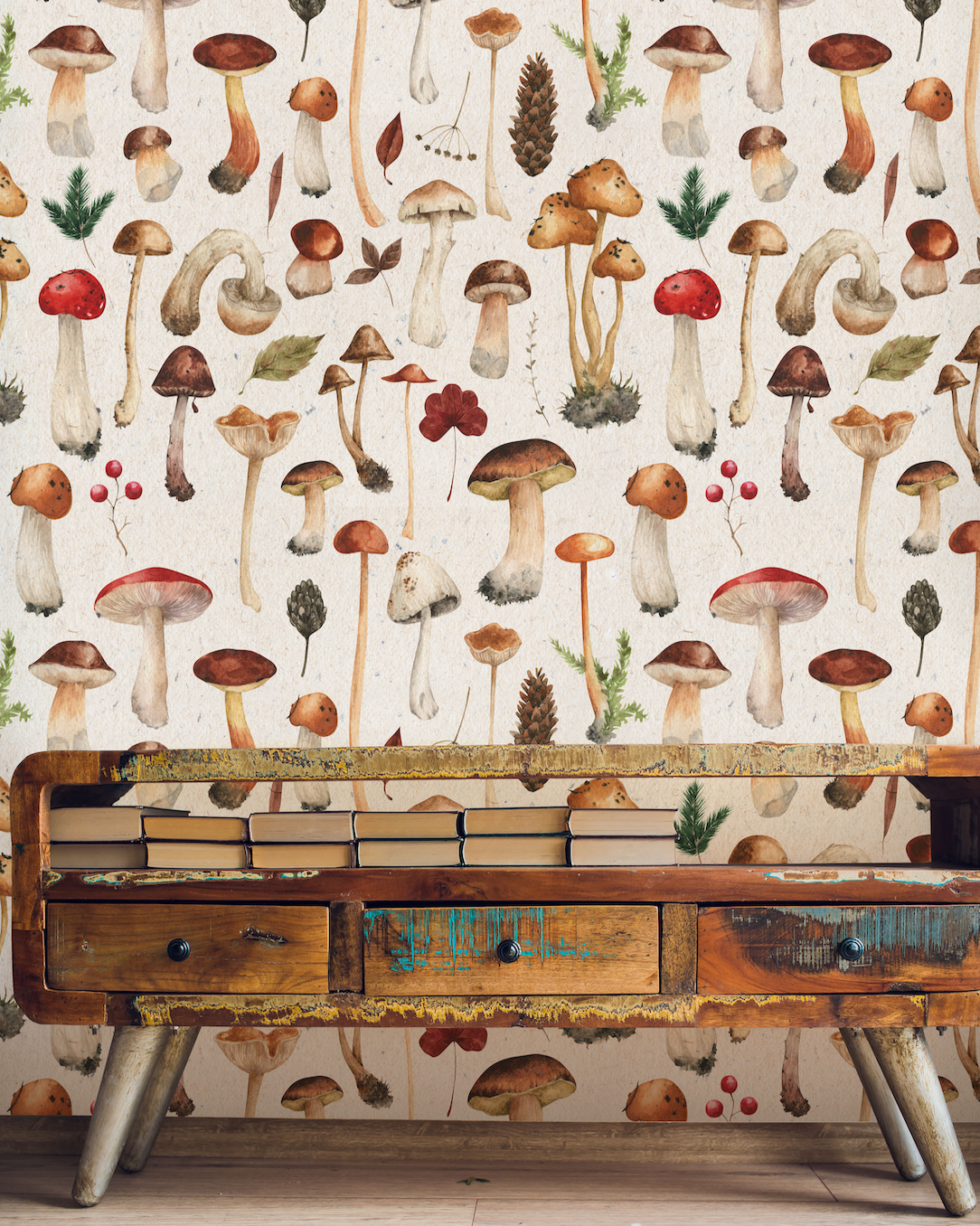 Mighty Mushrooms Peel and Stick Wallpaper, Removable Wallpaper, Traditional Wallpaper | DeccoPrint