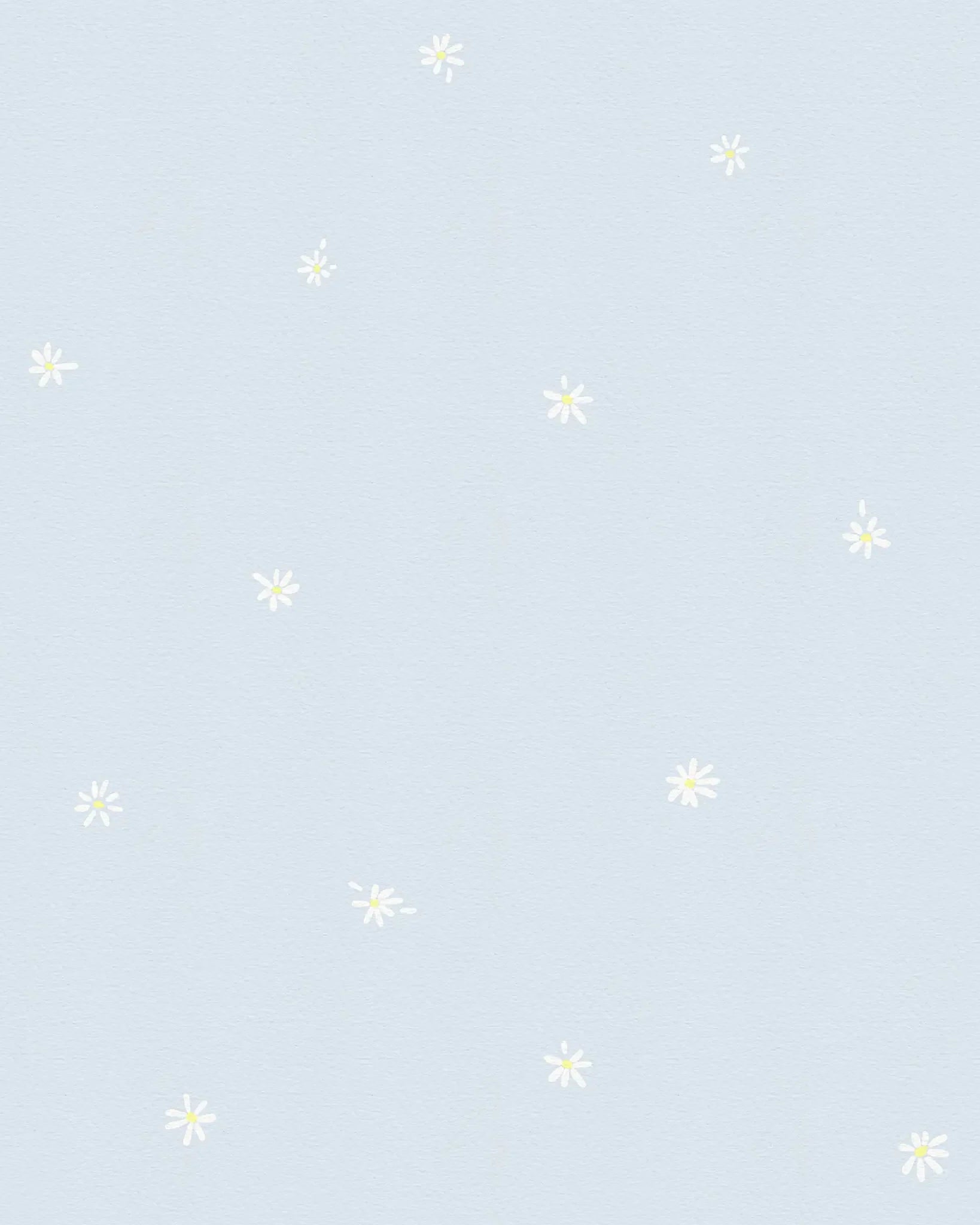 Light blue background with small white floral patterns