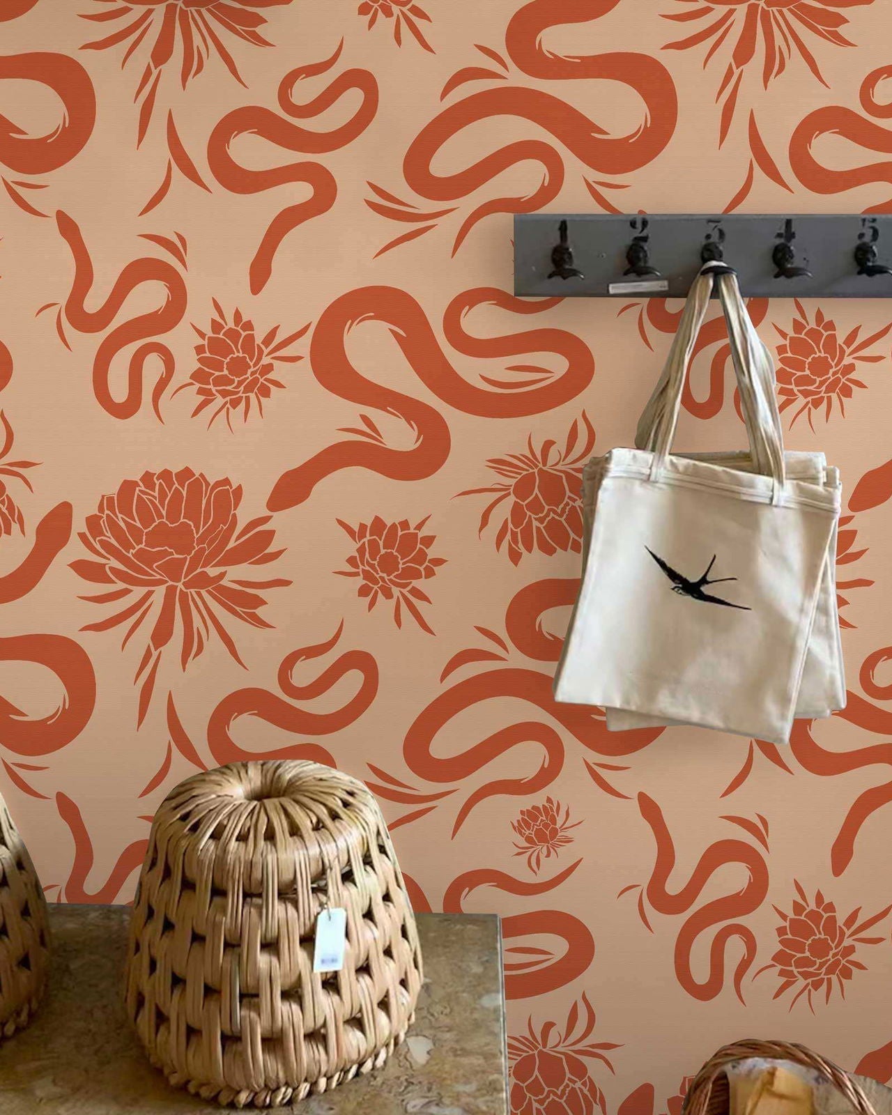 Snakes in Garden Peel and Stick Wallpaper, Removable Wallpaper, Traditional Wallpaper | DeccoPrint