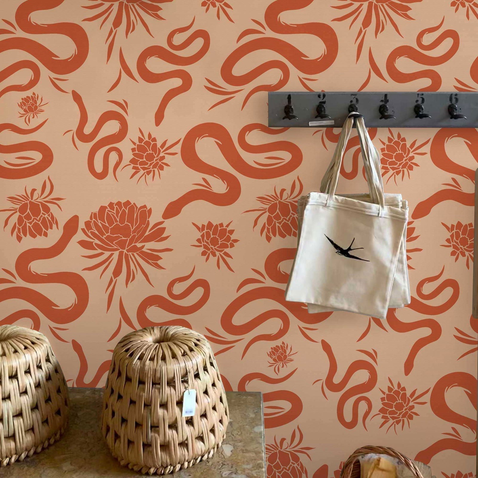 Snakes in Garden Peel and Stick Wallpaper, Removable Wallpaper, Traditional Wallpaper | DeccoPrint