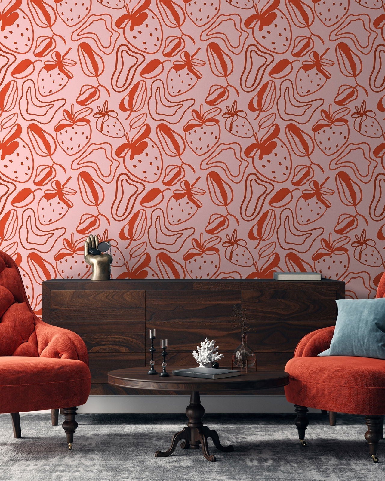 Strawberry Fun Peel and Stick Wallpaper, Removable Wallpaper, Traditional Wallpaper | DeccoPrint