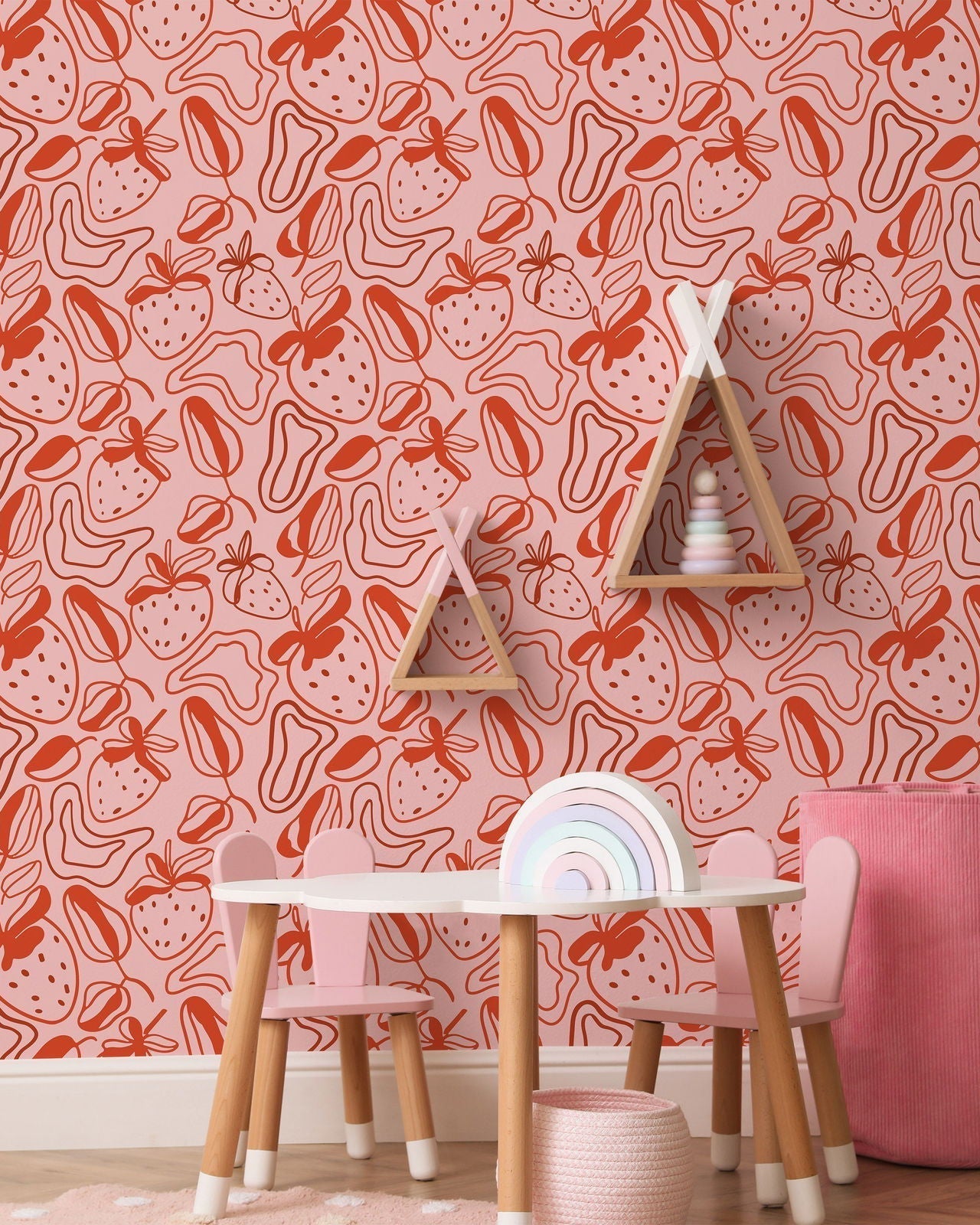 Strawberry Fun Peel and Stick Wallpaper, Removable Wallpaper, Traditional Wallpaper | DeccoPrint