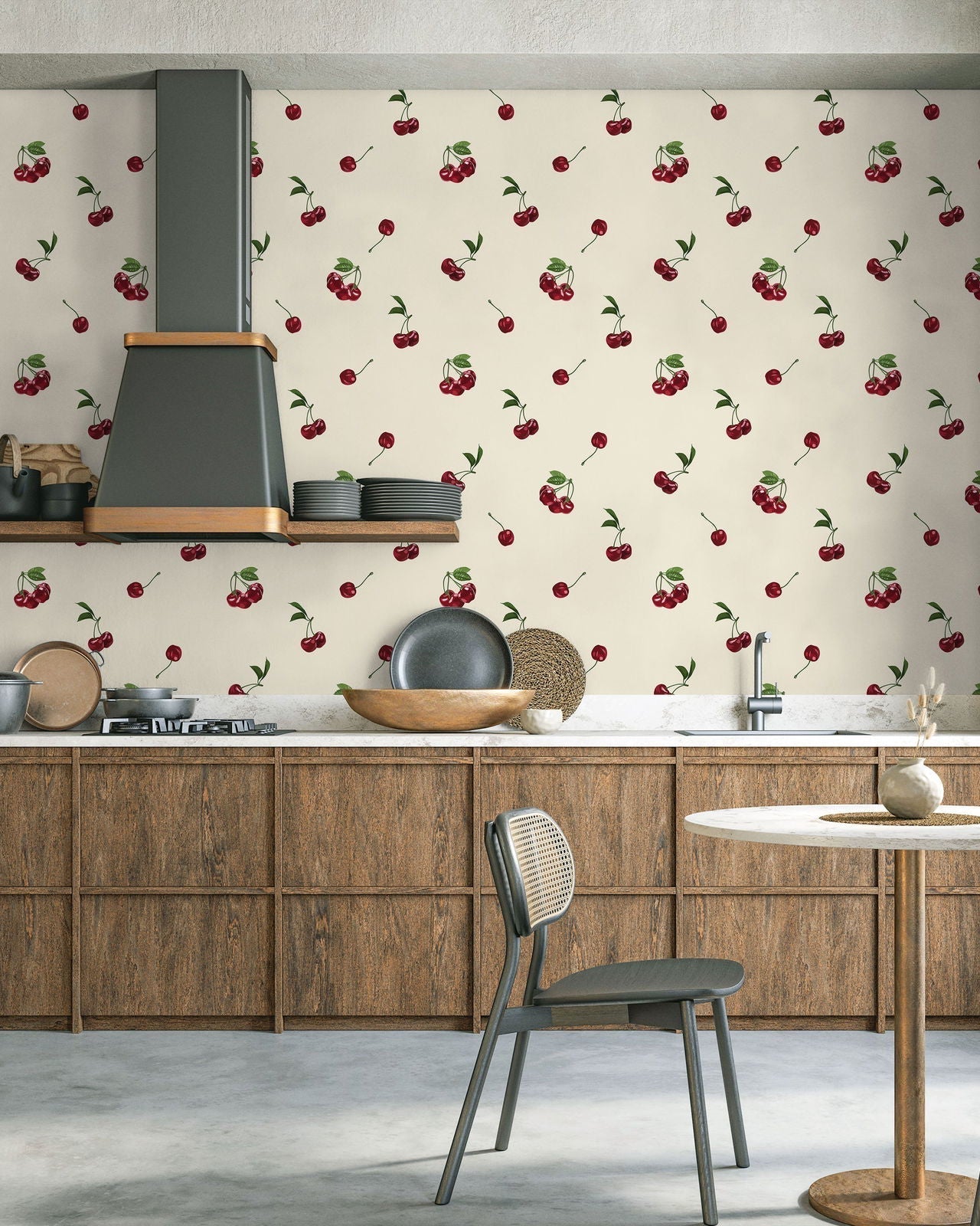 Summer Cherry Peel and Stick Wallpaper, Removable Wallpaper, Traditional Wallpaper | DeccoPrint