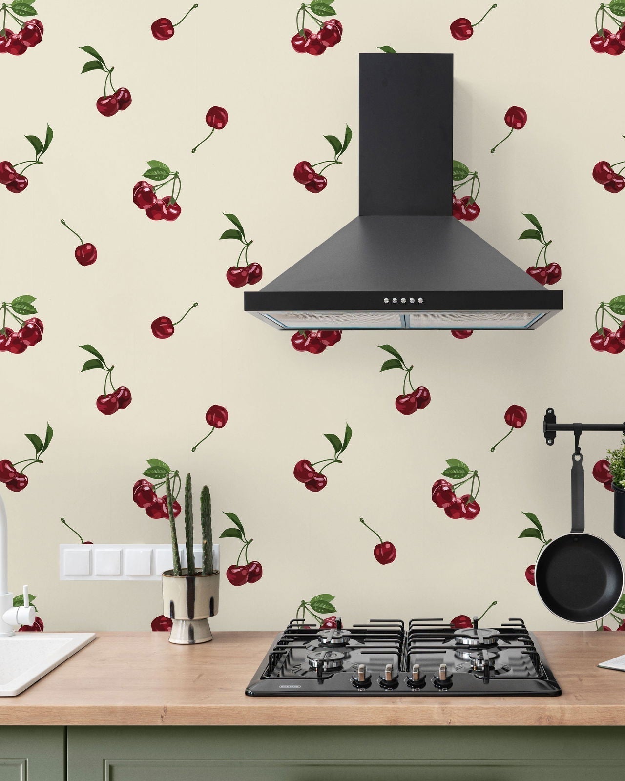Summer Cherry Peel and Stick Wallpaper, Removable Wallpaper, Traditional Wallpaper | DeccoPrint