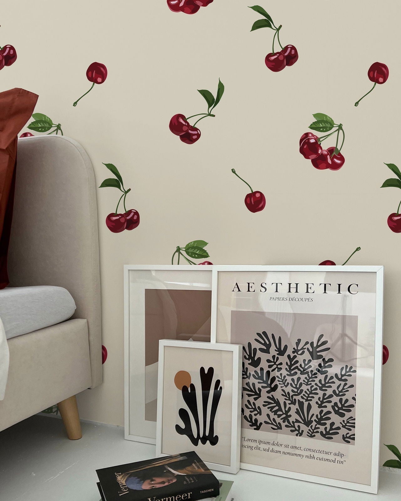 Summer Cherry Peel and Stick Wallpaper, Removable Wallpaper, Traditional Wallpaper | DeccoPrint