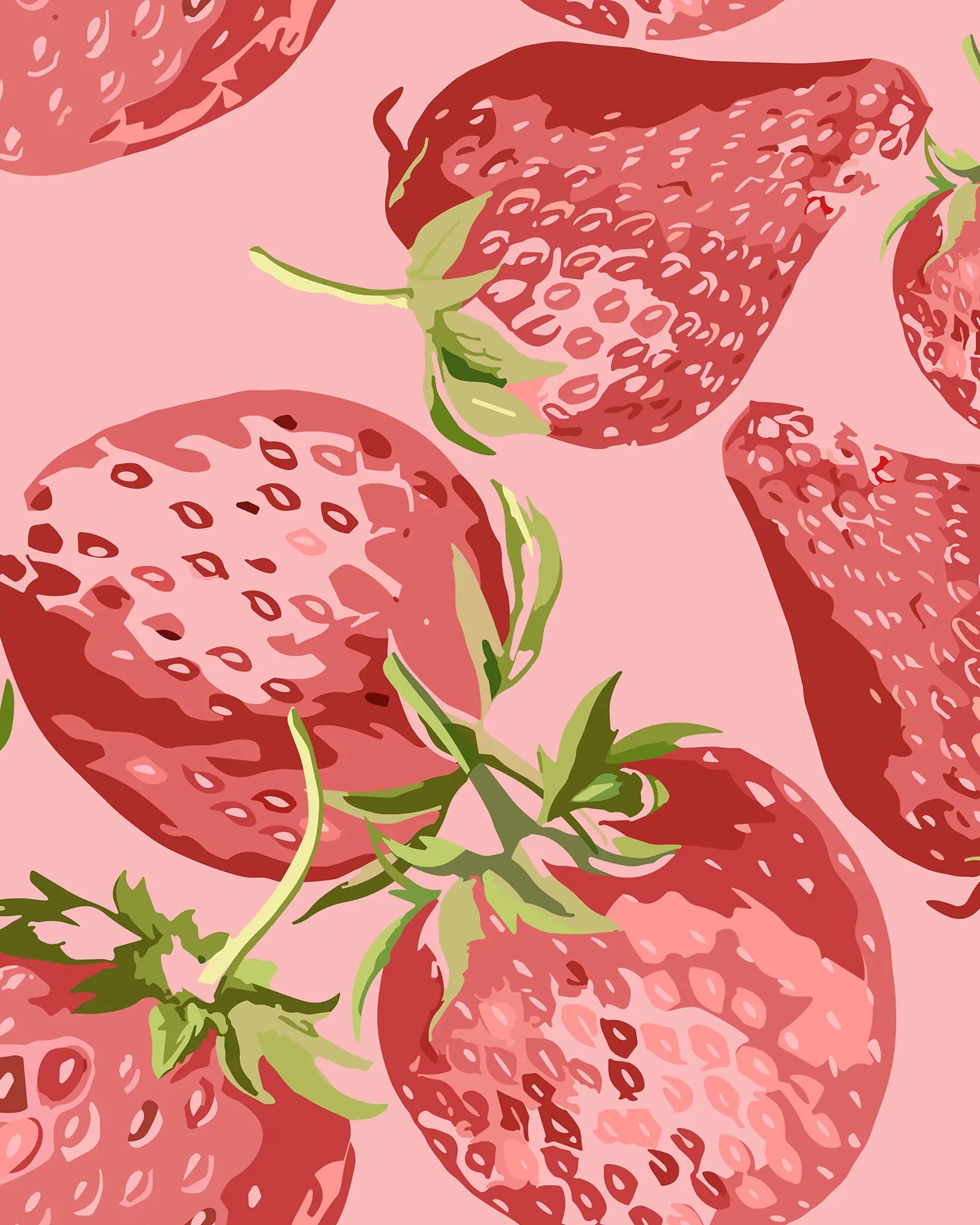 Pattern of strawberries on a pink background