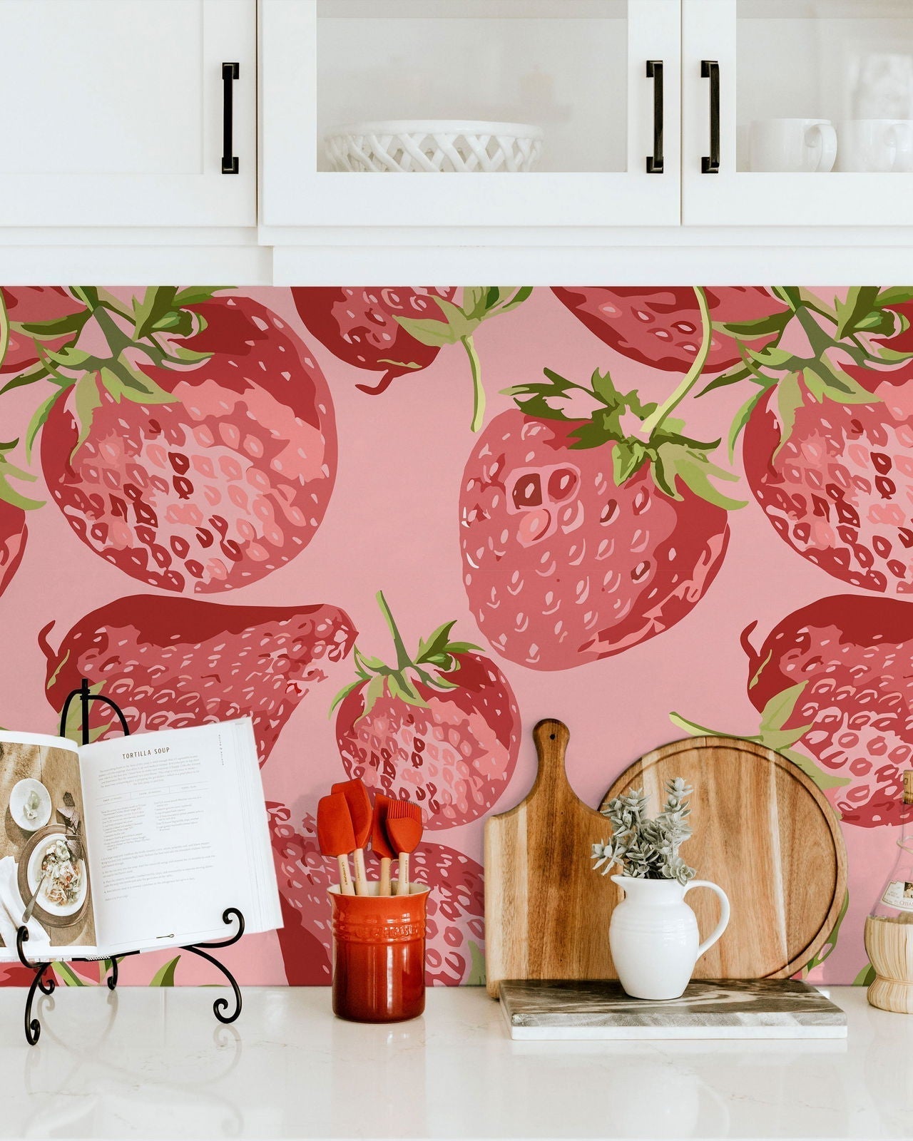 Sweet Strawberry Peel and Stick Wallpaper, Removable Wallpaper, Traditional Wallpaper | DeccoPrint