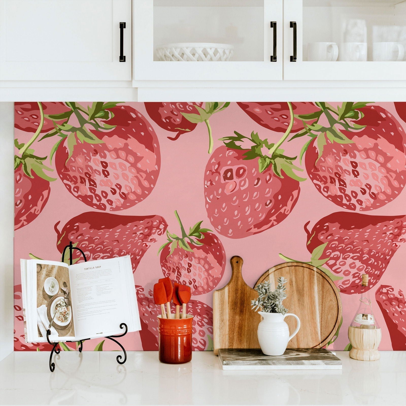 Sweet Strawberry Peel and Stick Wallpaper, Removable Wallpaper, Traditional Wallpaper | DeccoPrint