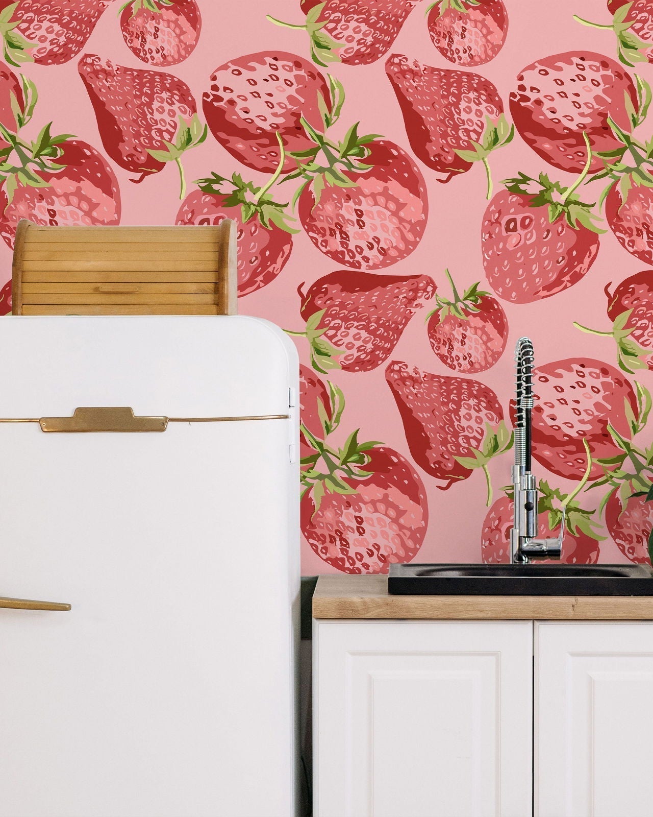 Sweet Strawberry Peel and Stick Wallpaper, Removable Wallpaper, Traditional Wallpaper | DeccoPrint