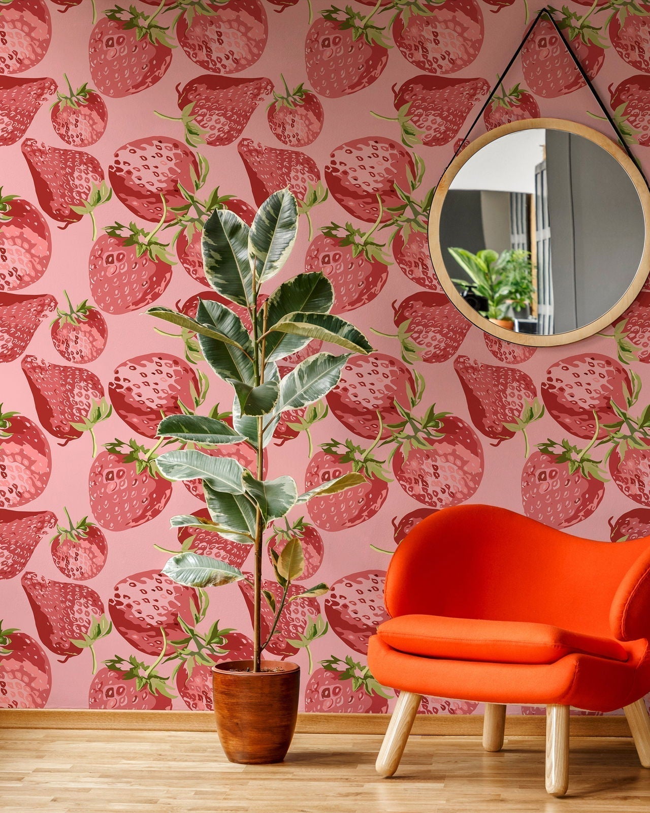 Sweet Strawberry Peel and Stick Wallpaper, Removable Wallpaper, Traditional Wallpaper | DeccoPrint