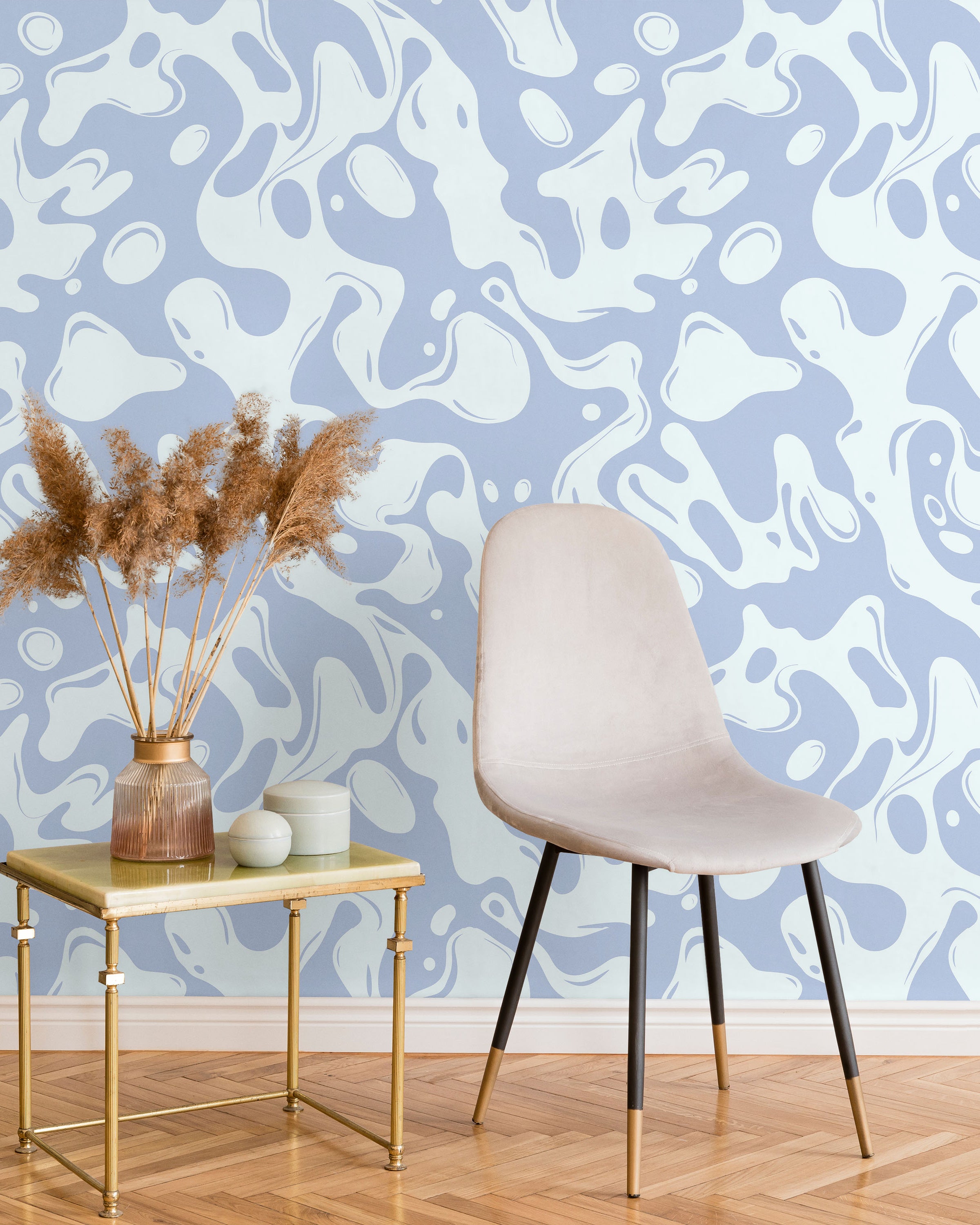 Liquid Splash Peel and Stick Wallpaper, Removable Wallpaper, Traditional Wallpaper - Blue | DeccoPrint