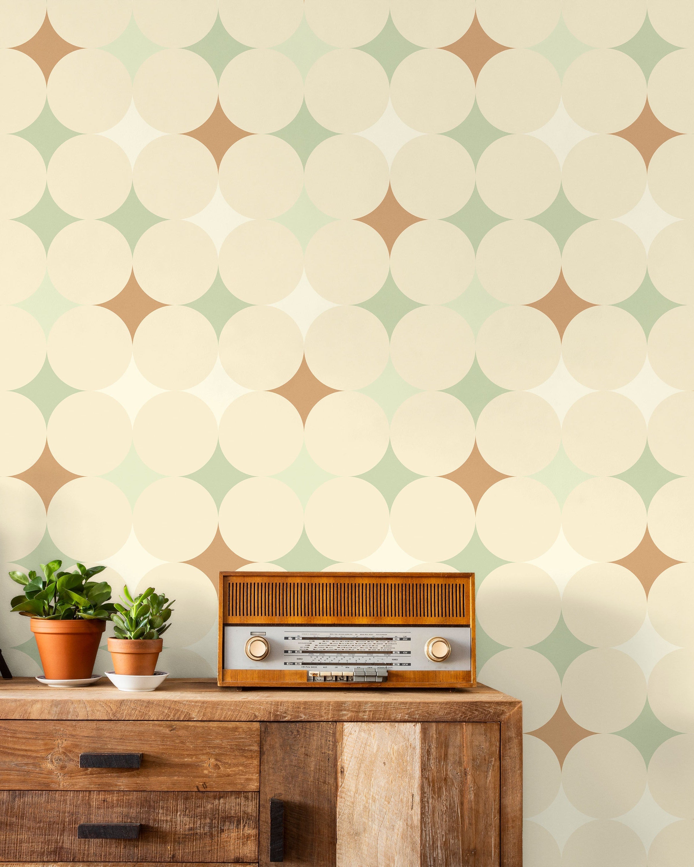 Abstract Bauhaus Peel and Stick Wallpaper, Removable Wallpaper, Traditional Wallpaper - Brown | DeccoPrint