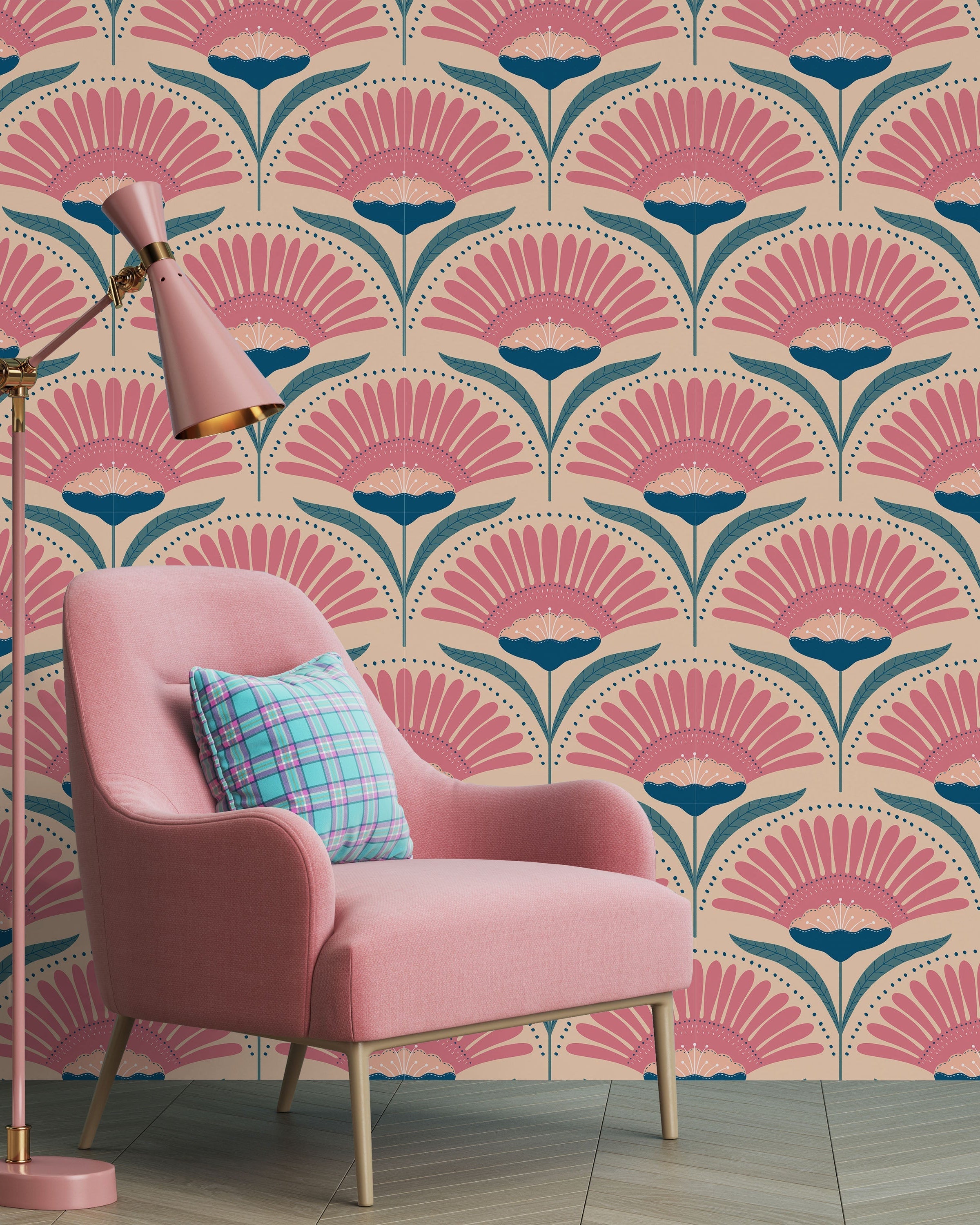 Bohemian Blossom Peel and Stick Wallpaper, Removable Wallpaper, Traditional Wallpaper - Pale | DeccoPrint