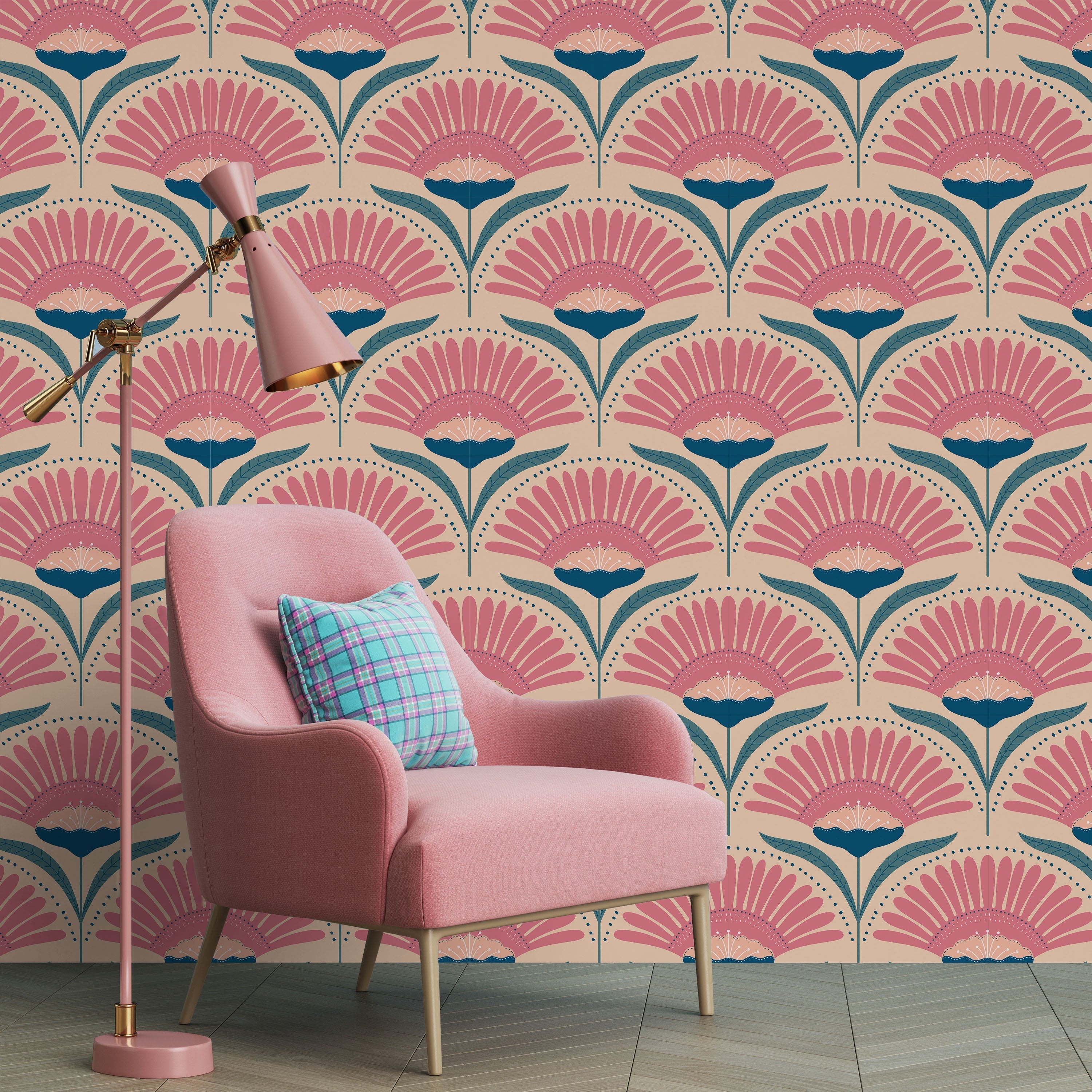 Bohemian Blossom Peel and Stick Wallpaper, Removable Wallpaper, Traditional Wallpaper - Pale | DeccoPrint