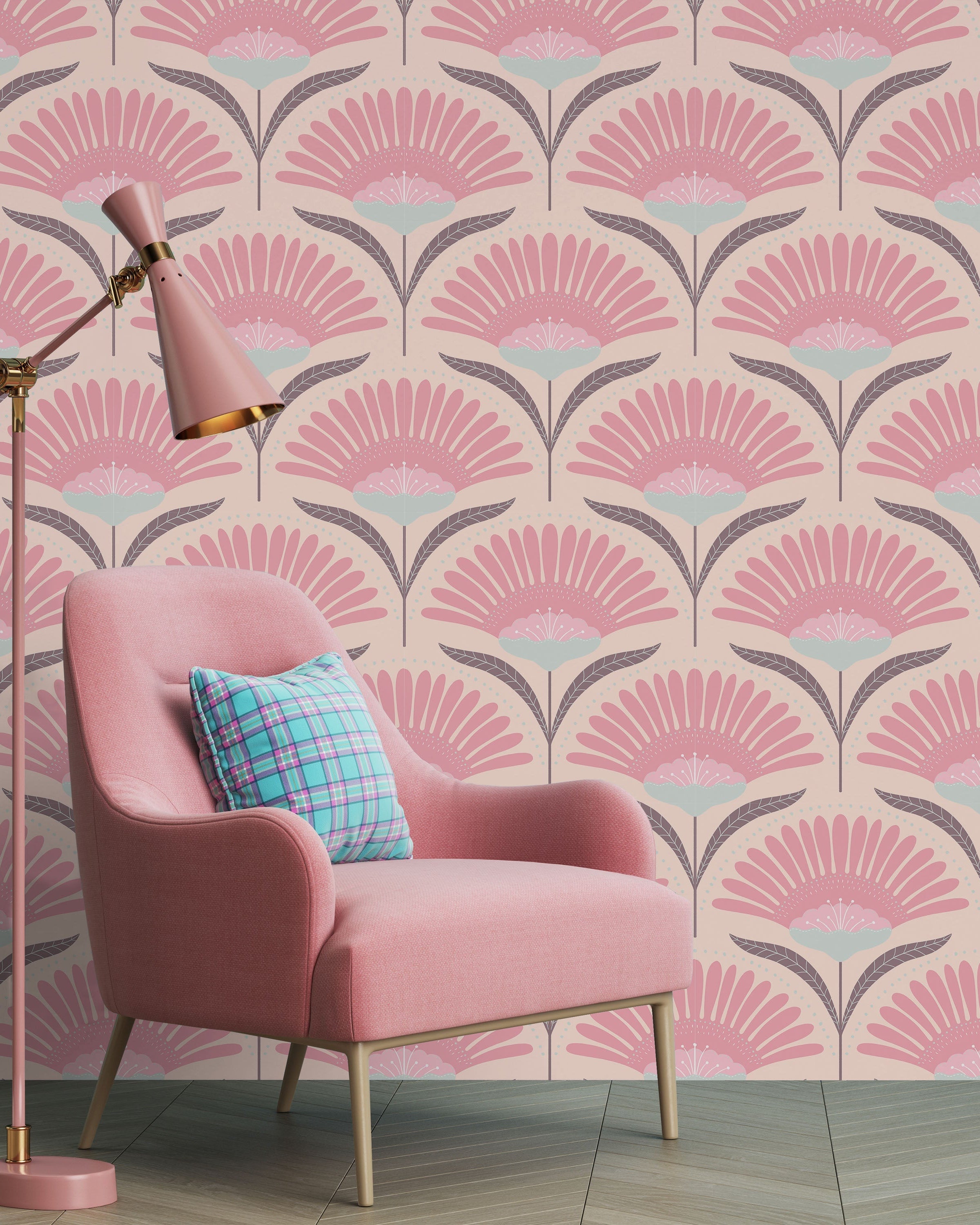 Bohemian Blossom Peel and Stick Wallpaper, Removable Wallpaper, Traditional Wallpaper - Pink | DeccoPrint
