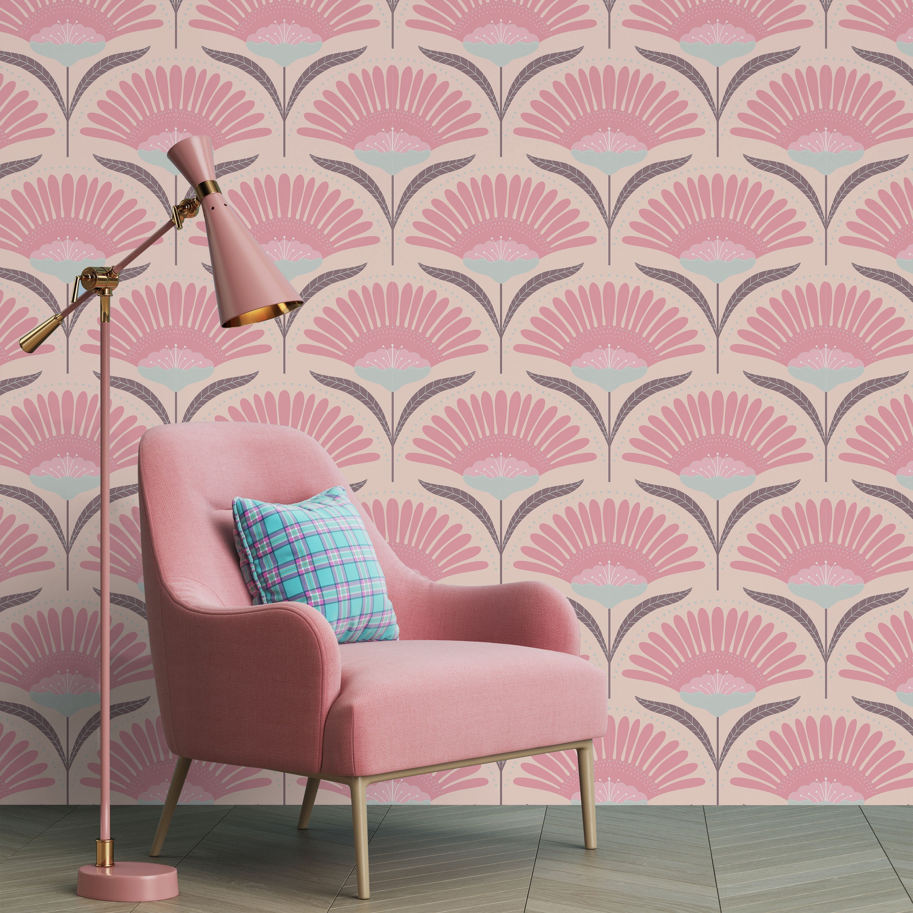 Bohemian Blossom Peel and Stick Wallpaper, Removable Wallpaper, Traditional Wallpaper - Pink | DeccoPrint