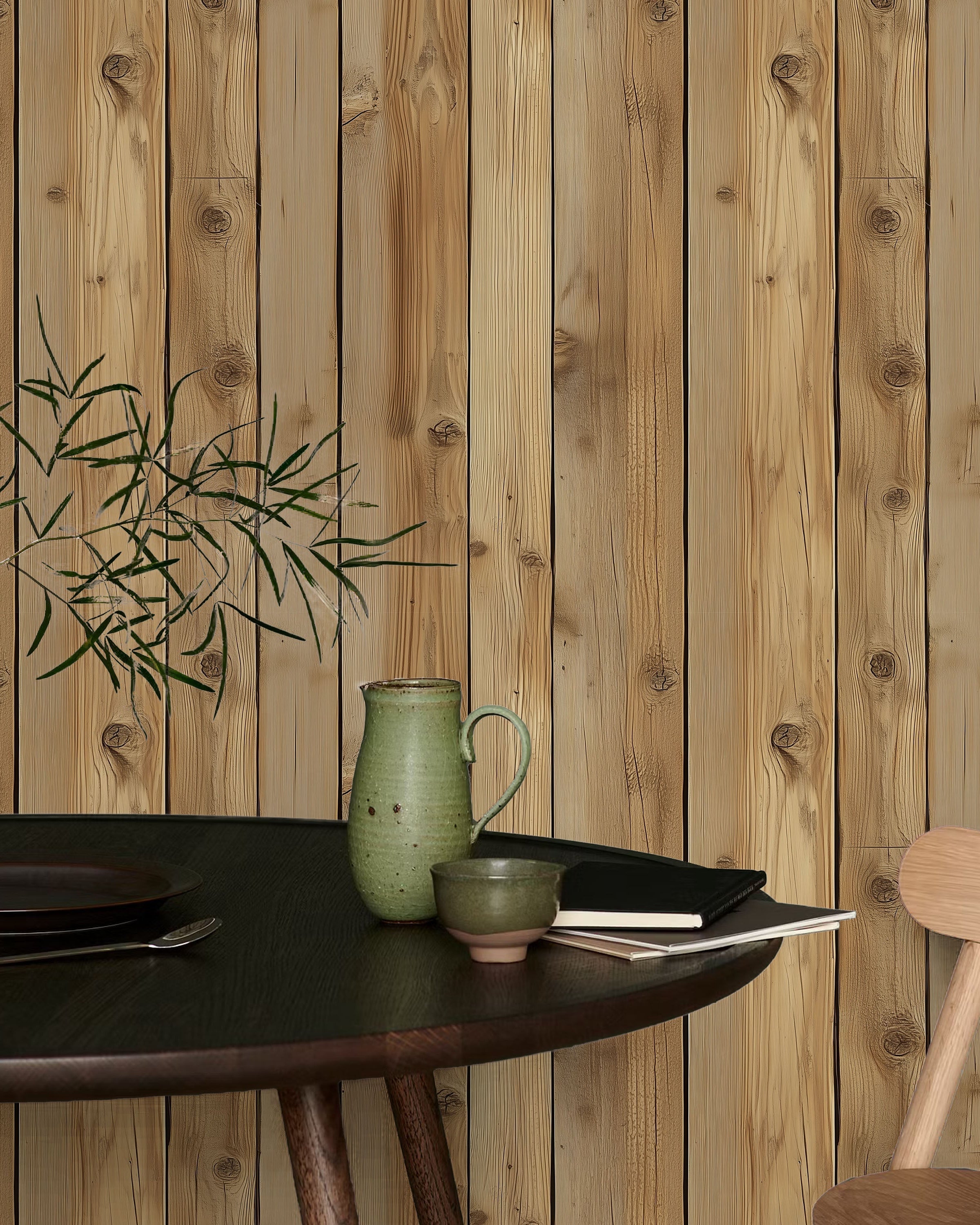 Rustic Boards Peel and Stick Wallpaper, Removable Wallpaper, Traditional Wallpaper - Natural Pine | DeccoPrint