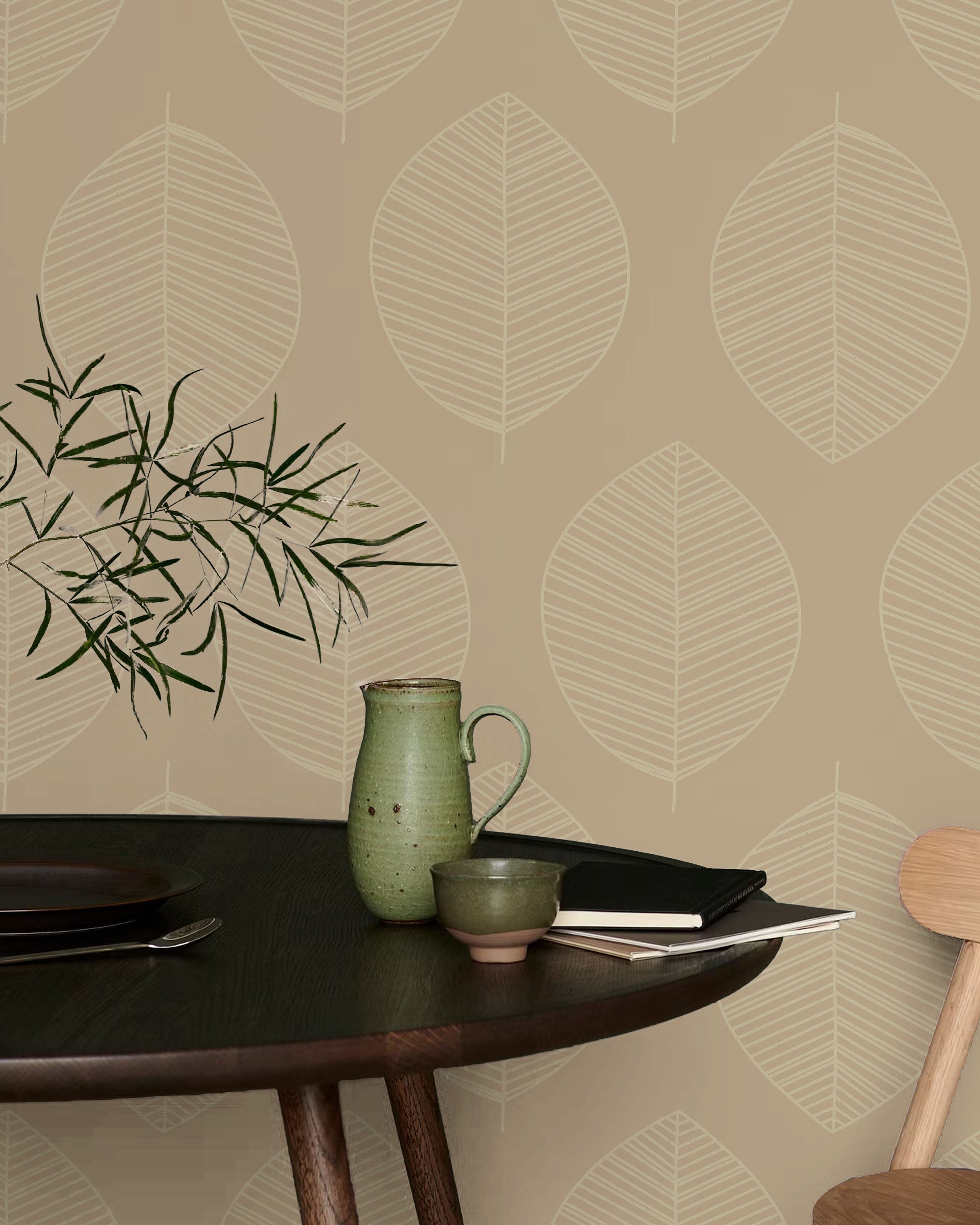 Leaf Texture Peel and Stick Wallpaper, Removable Wallpaper, Traditional Wallpaper - Brown | DeccoPrint
