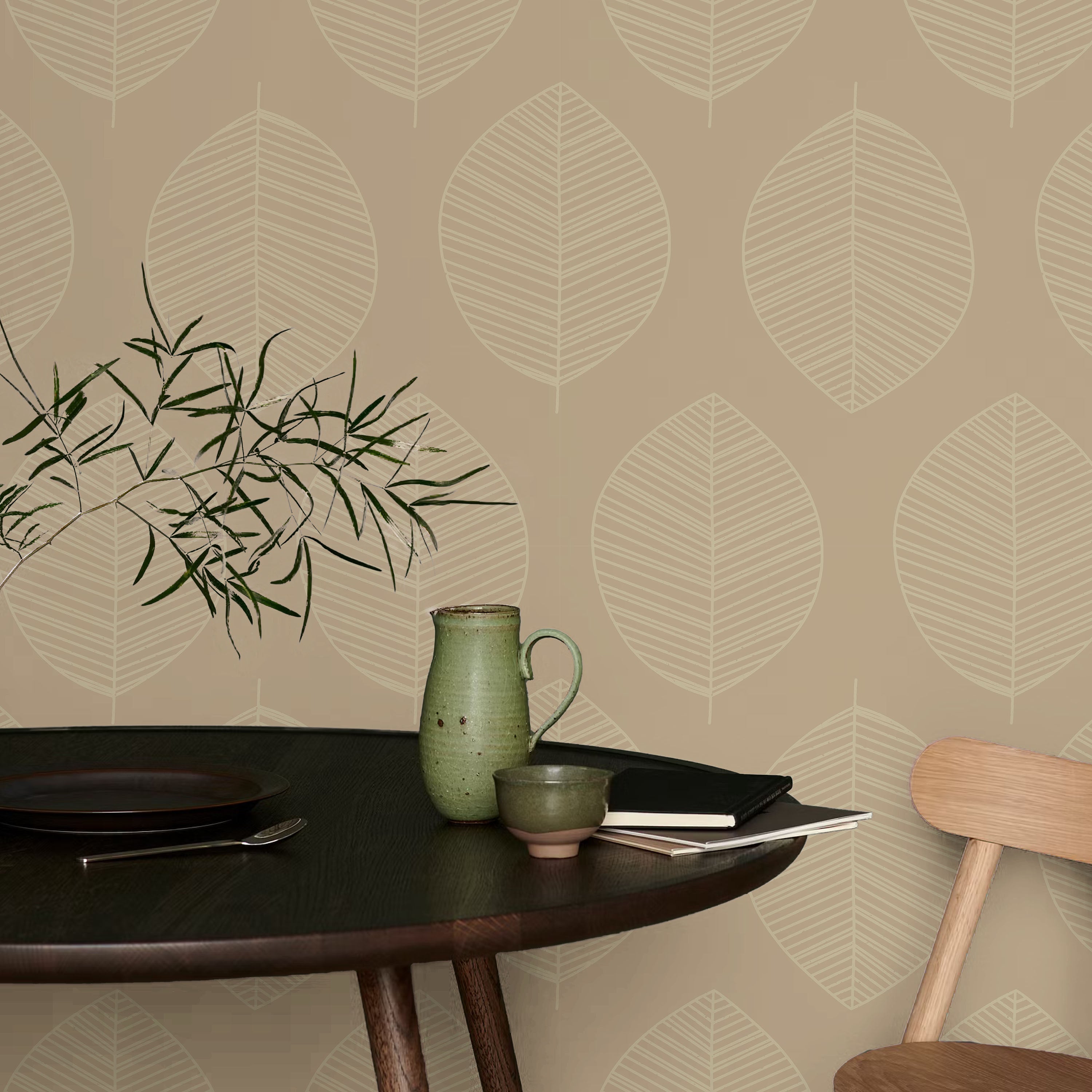 Leaf Texture Peel and Stick Wallpaper, Removable Wallpaper, Traditional Wallpaper - Brown | DeccoPrint