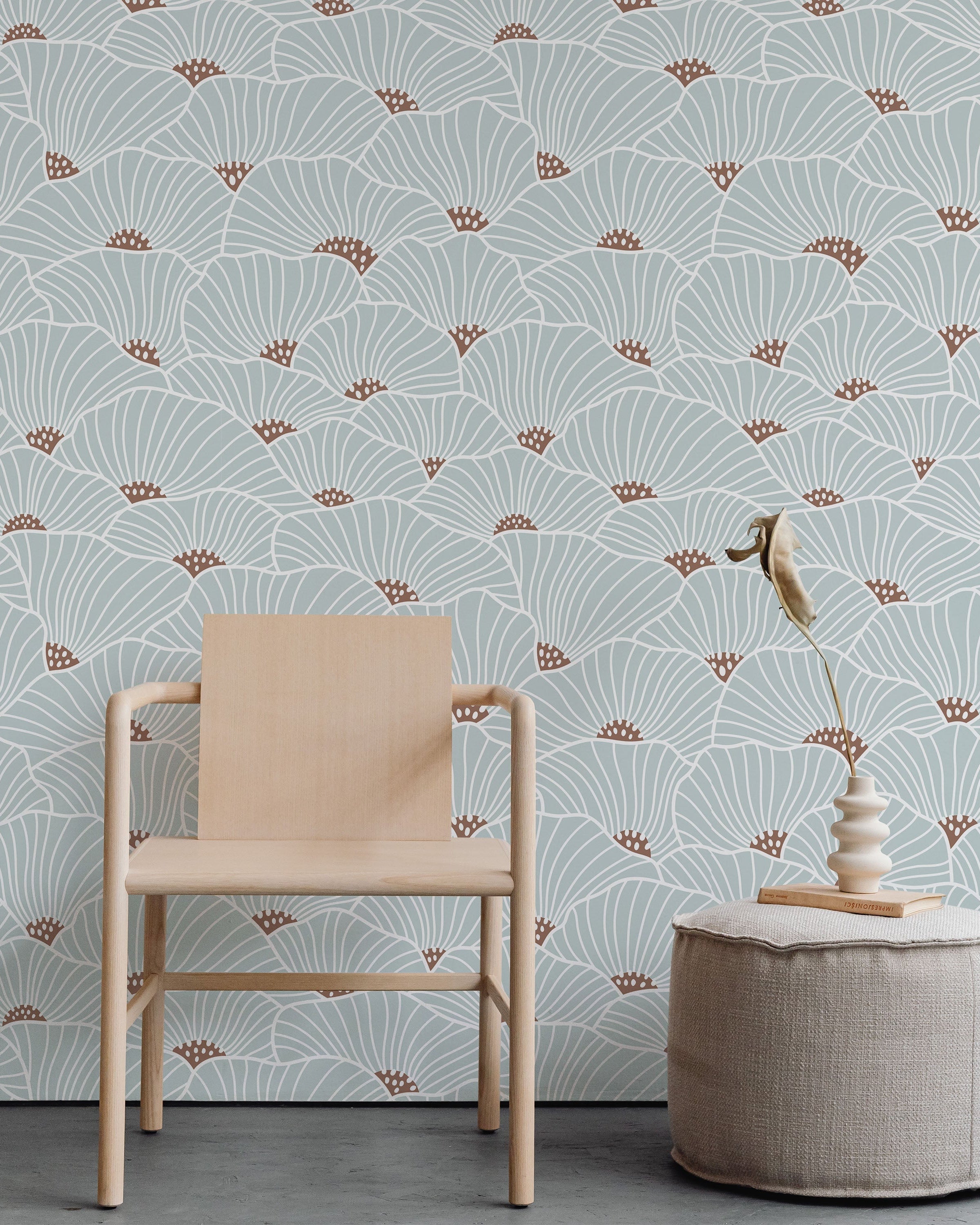 Modern Floral Peel and Stick Wallpaper, Removable Wallpaper, Traditional Wallpaper - Blue | DeccoPrint