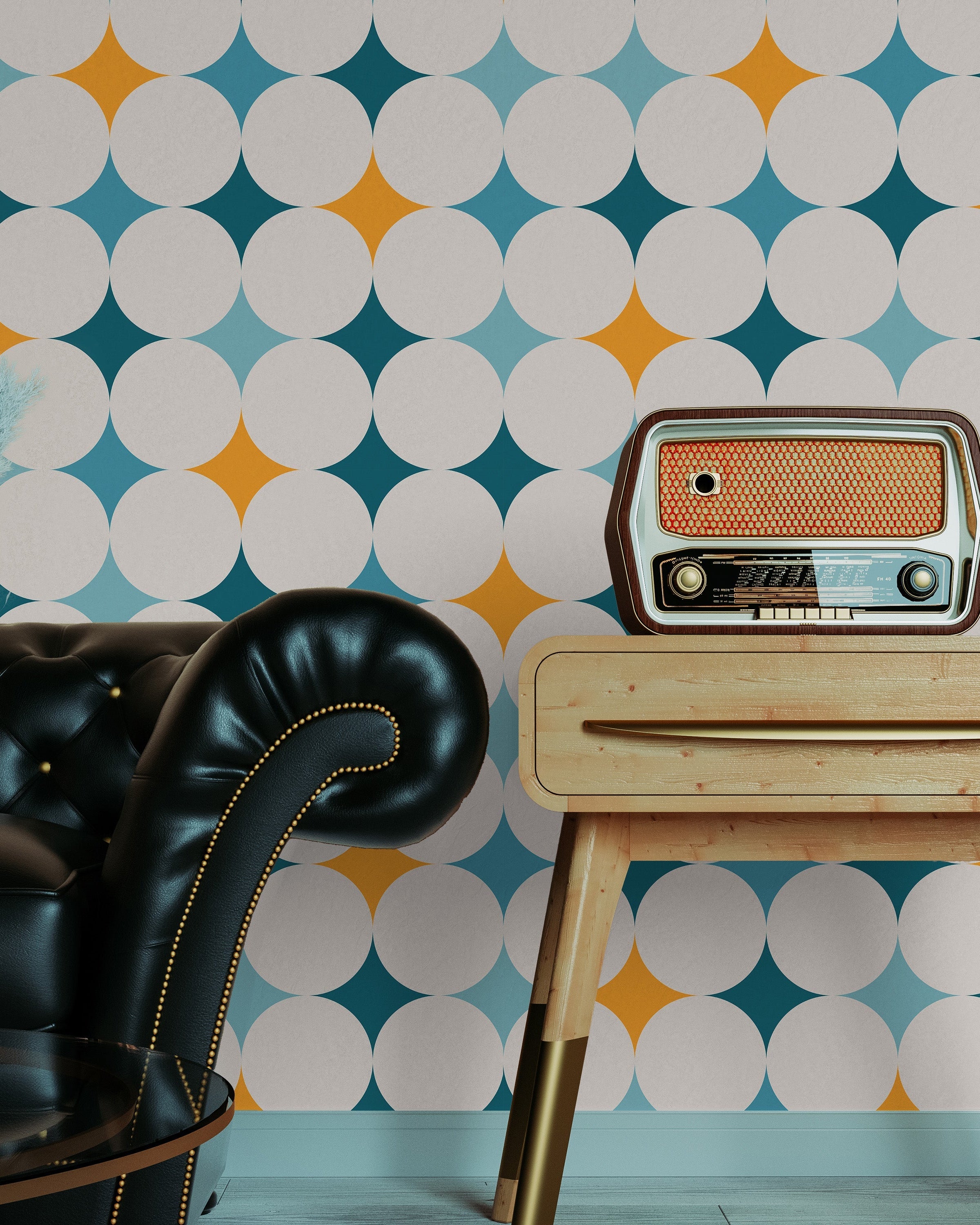 Abstract Bauhaus Peel and Stick Wallpaper, Removable Wallpaper, Traditional Wallpaper - Blue | DeccoPrint