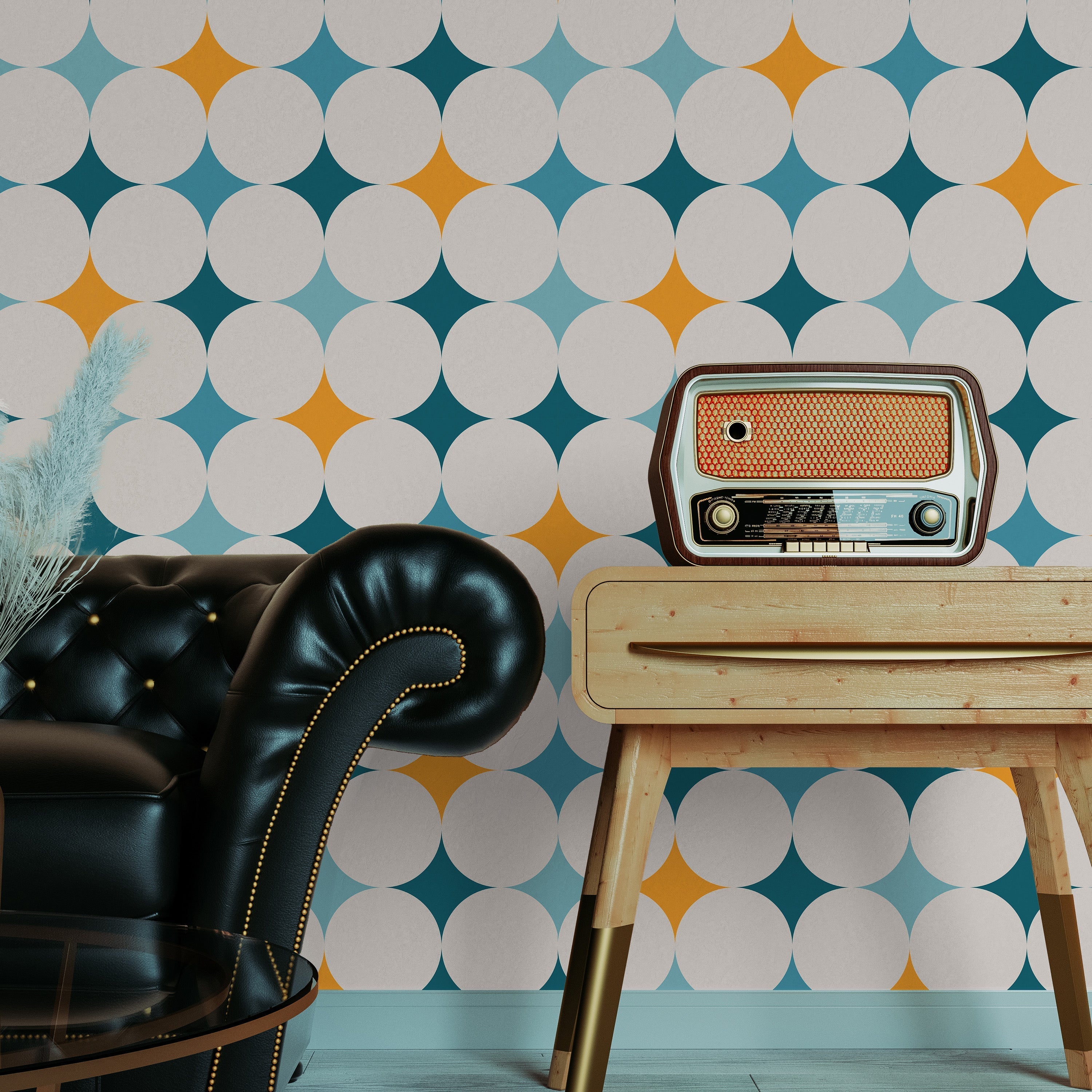 Abstract Bauhaus Peel and Stick Wallpaper, Removable Wallpaper, Traditional Wallpaper - Blue | DeccoPrint