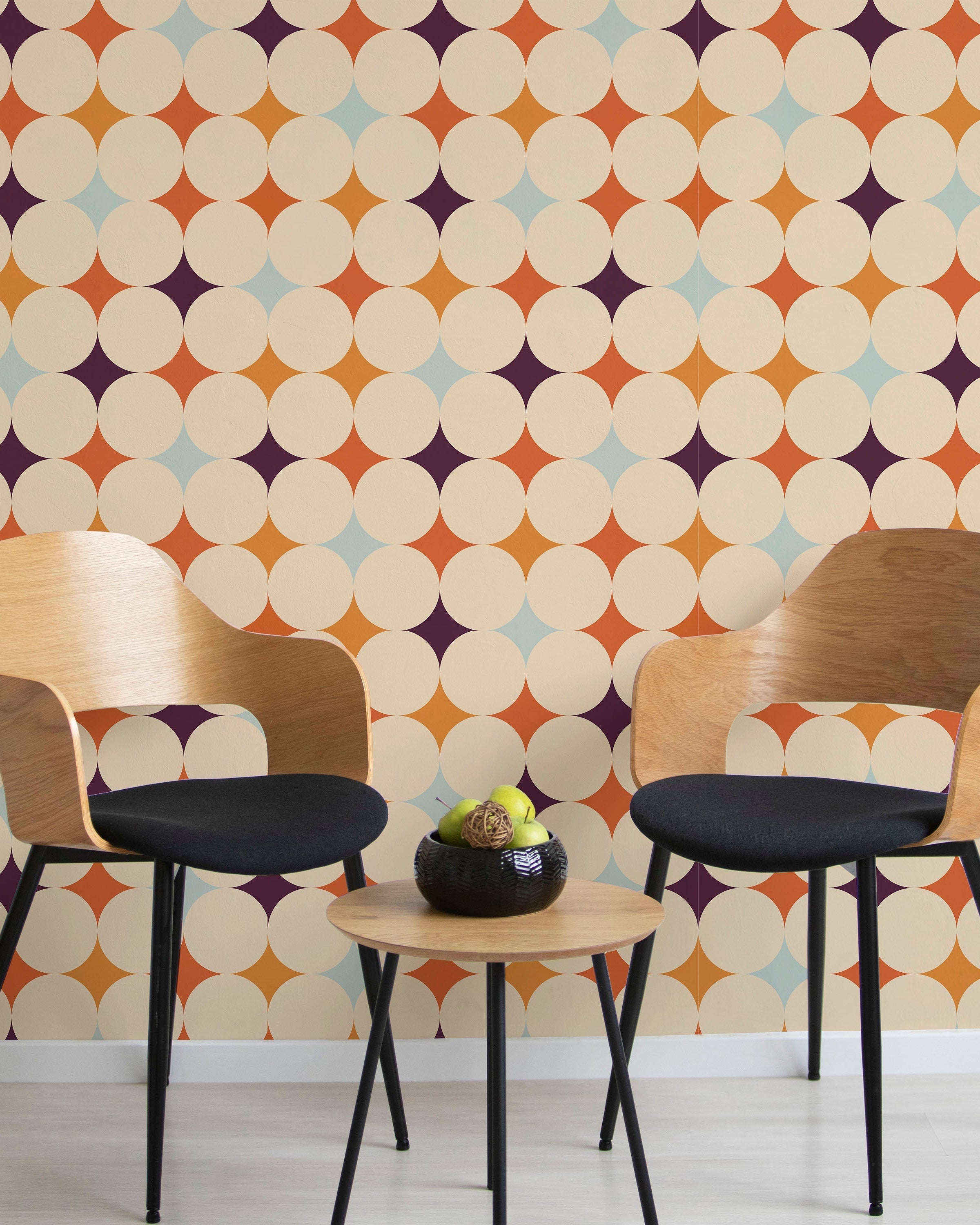 Abstract Bauhaus Peel and Stick Wallpaper, Removable Wallpaper, Traditional Wallpaper - Purple | DeccoPrint