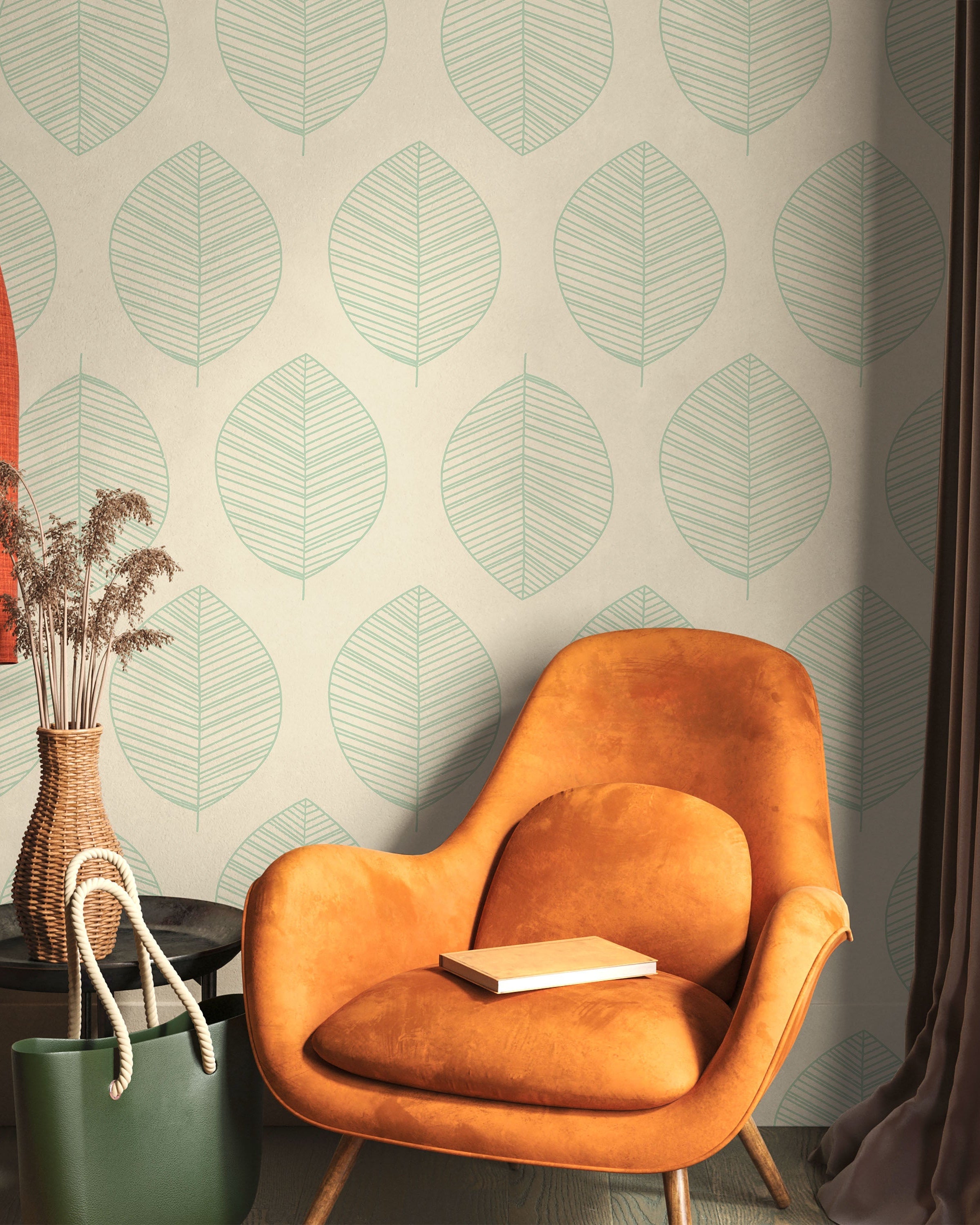 Leaf Texture Peel and Stick Wallpaper, Removable Wallpaper, Traditional Wallpaper - Beige | DeccoPrint