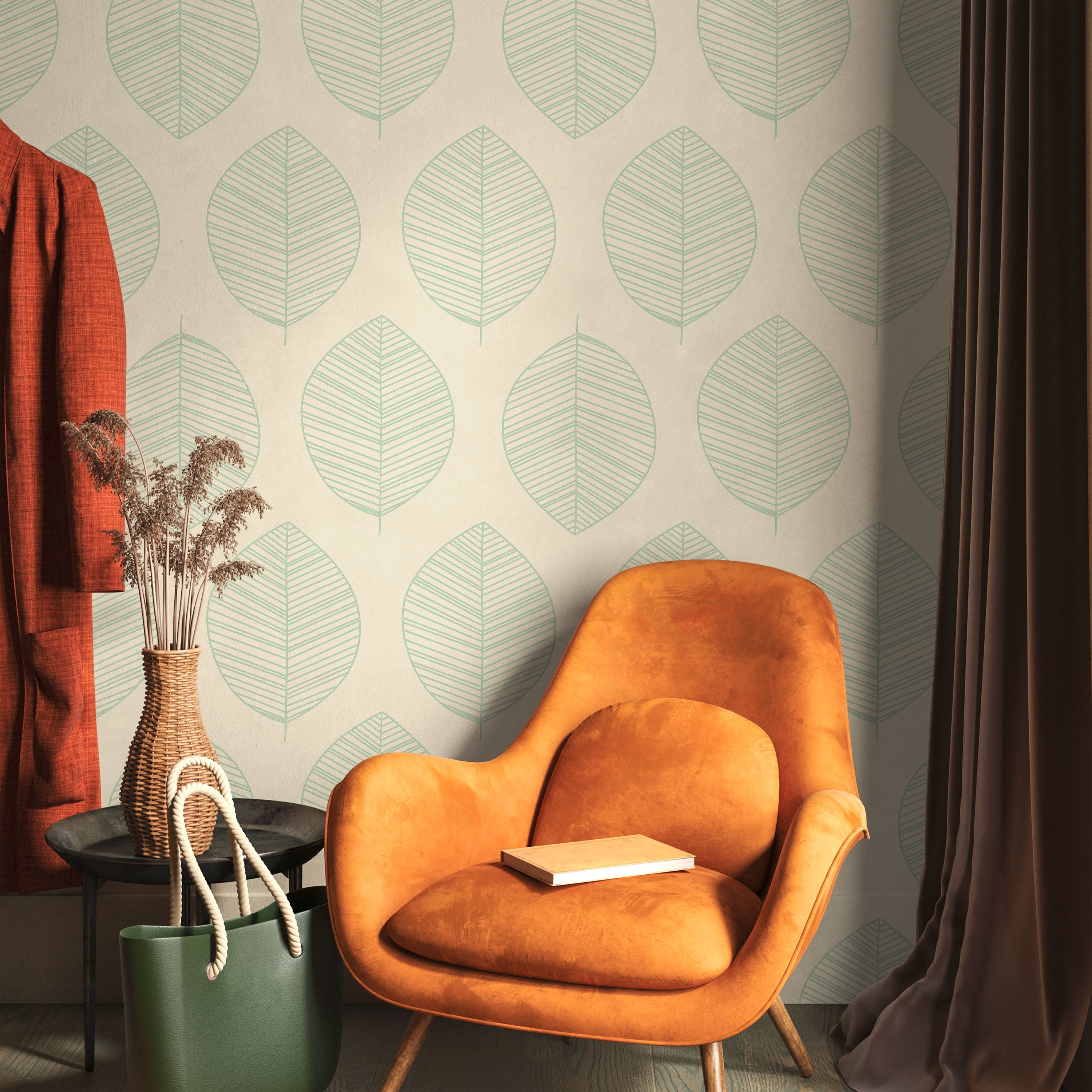 Leaf Texture Peel and Stick Wallpaper, Removable Wallpaper, Traditional Wallpaper - Beige | DeccoPrint