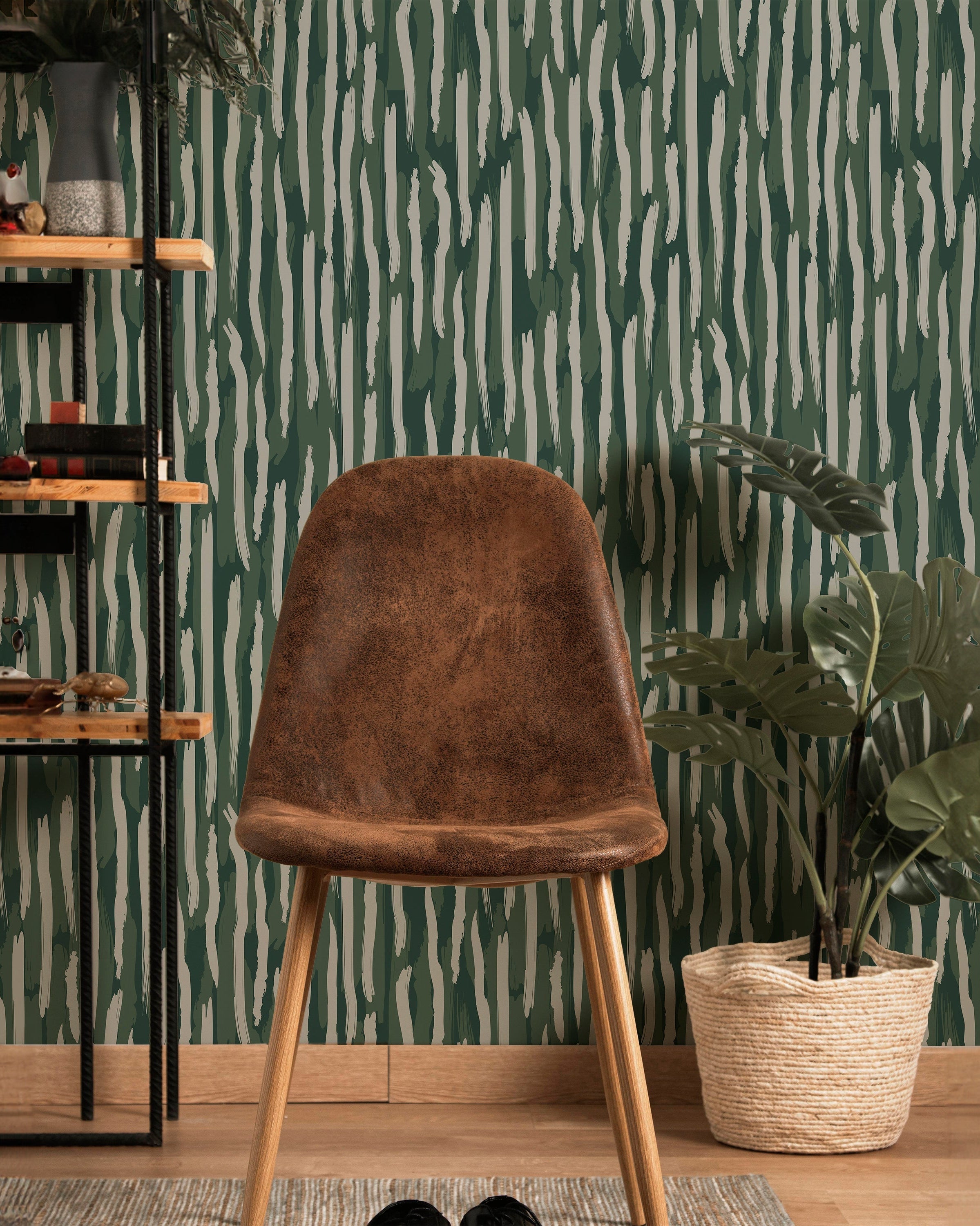 Brush Palette Peel and Stick Wallpaper, Removable Wallpaper, Traditional Wallpaper - Green | DeccoPrint